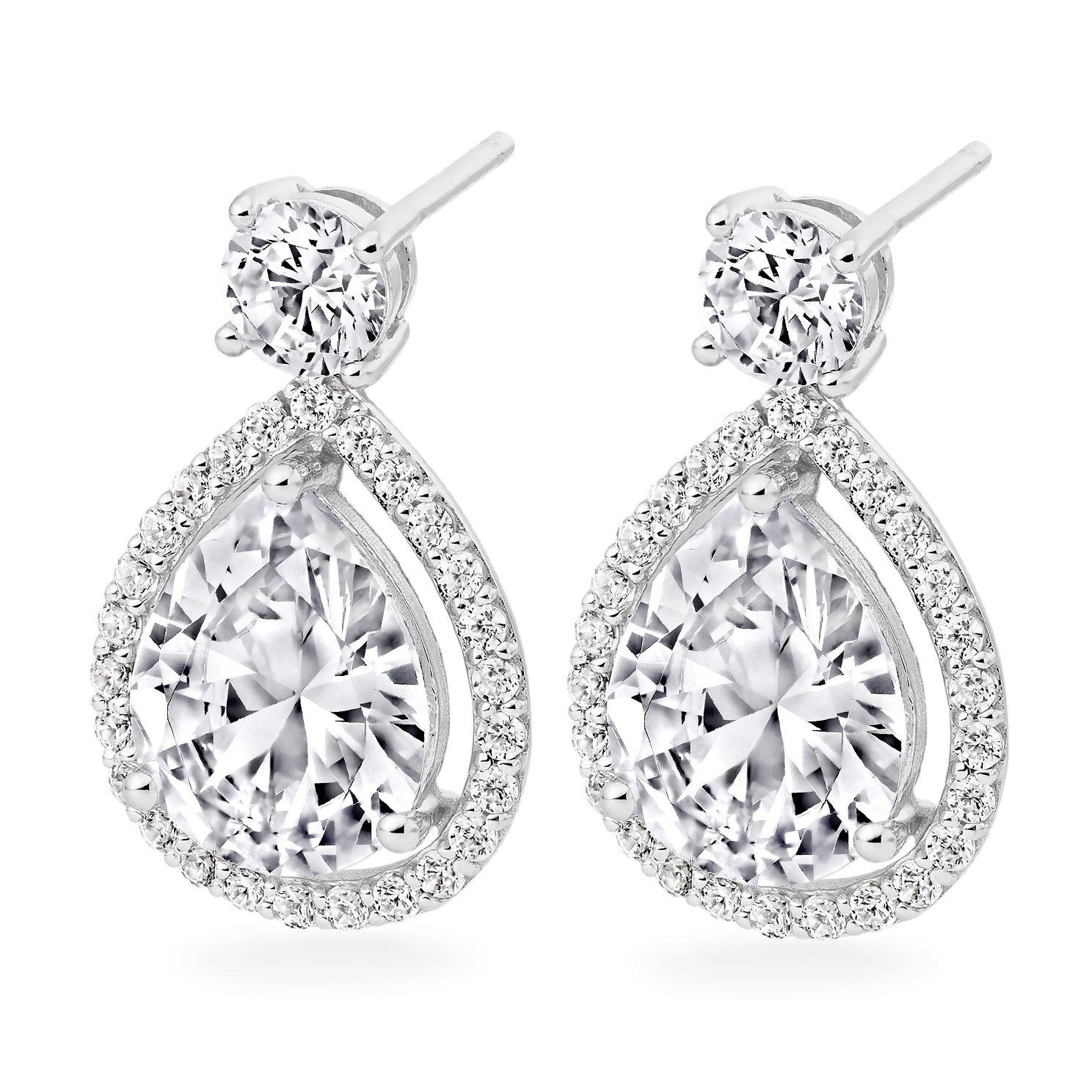 Cz drop clearance earrings white gold