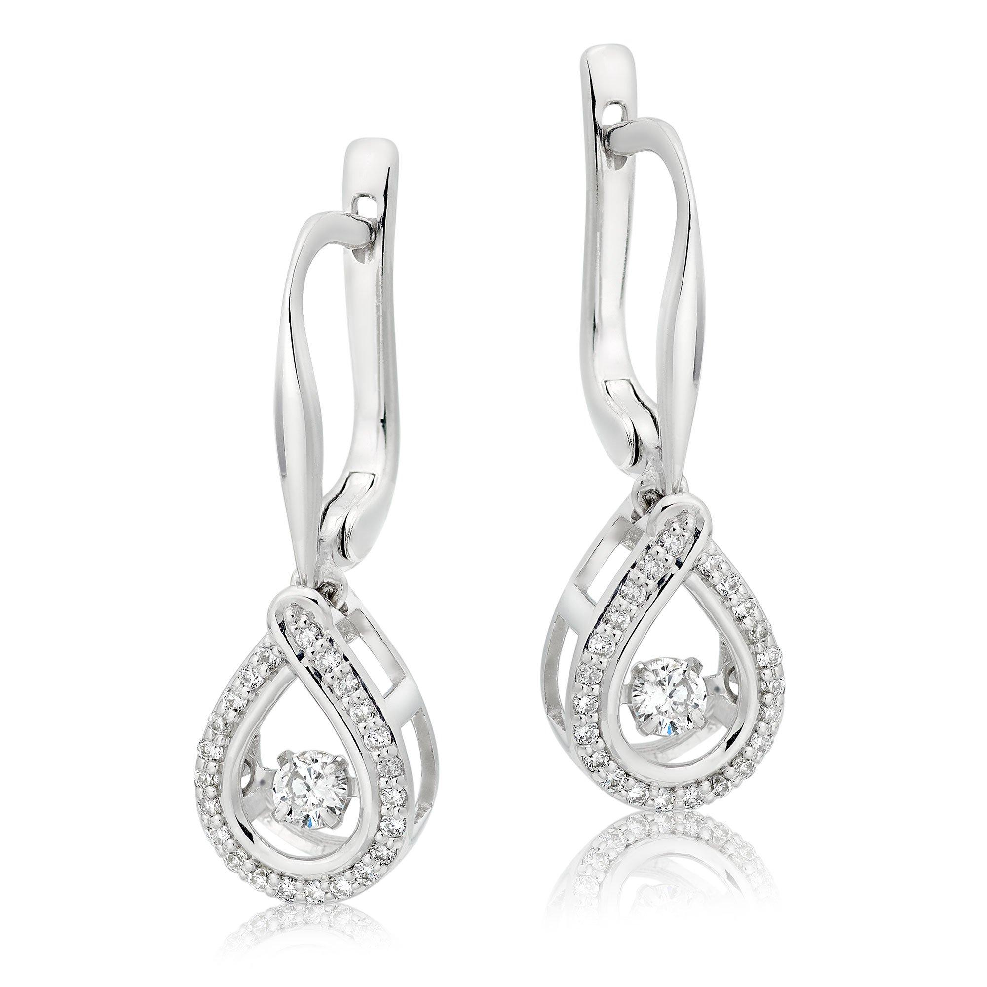 Dance 9ct White Gold Diamond Drop Earrings