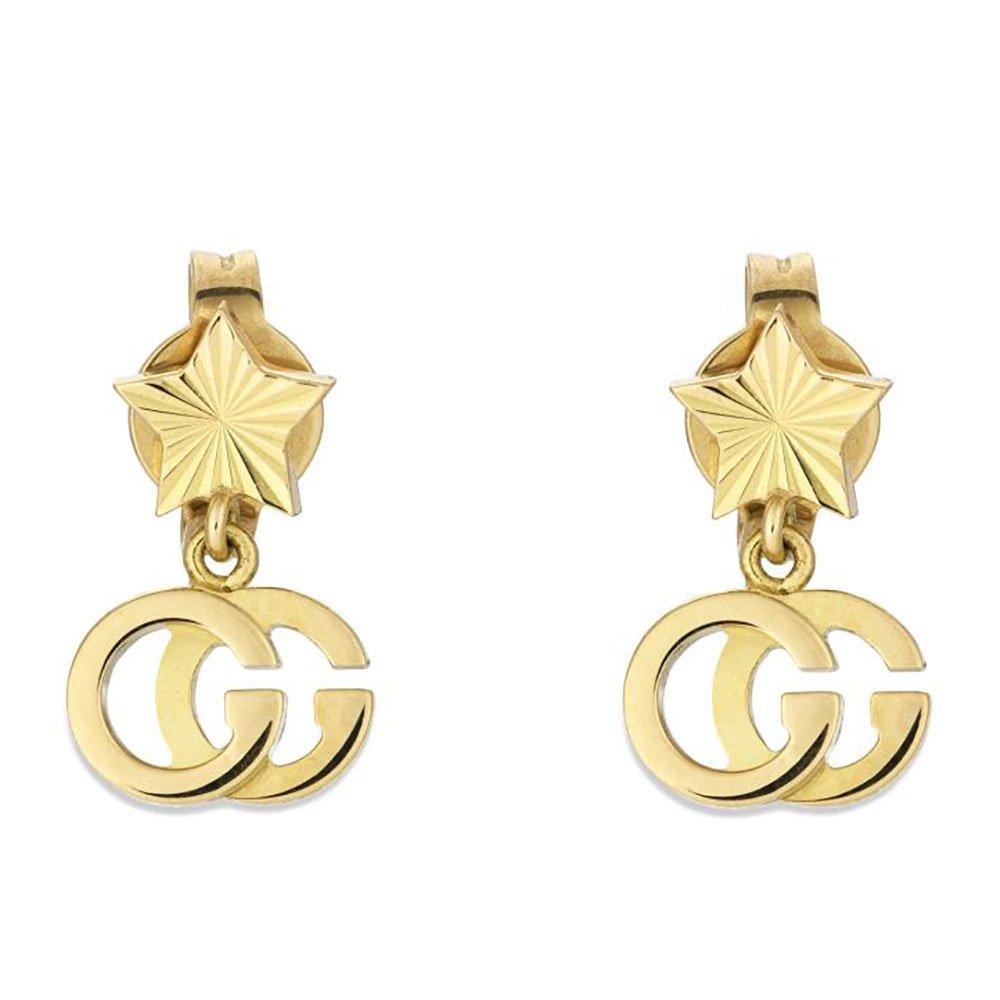 Gucci Running G 18ct Gold Star Drop Earrings Beaverbrooks The Jewellers