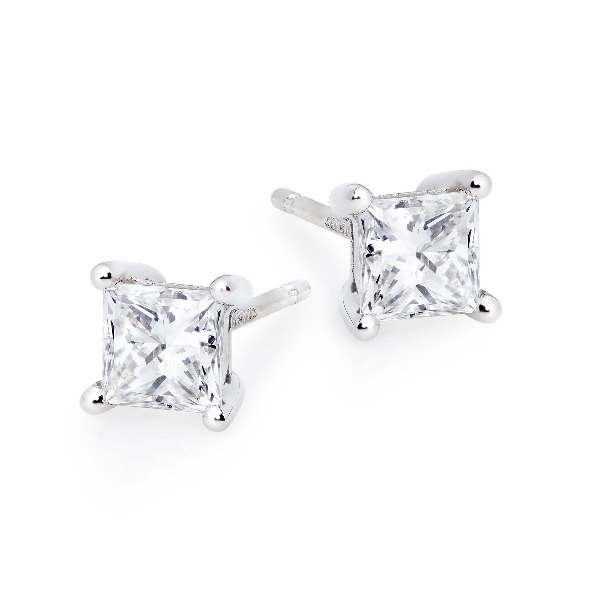 1.01ct Diamond Stud Earrings 4 Claw 18ct White Gold