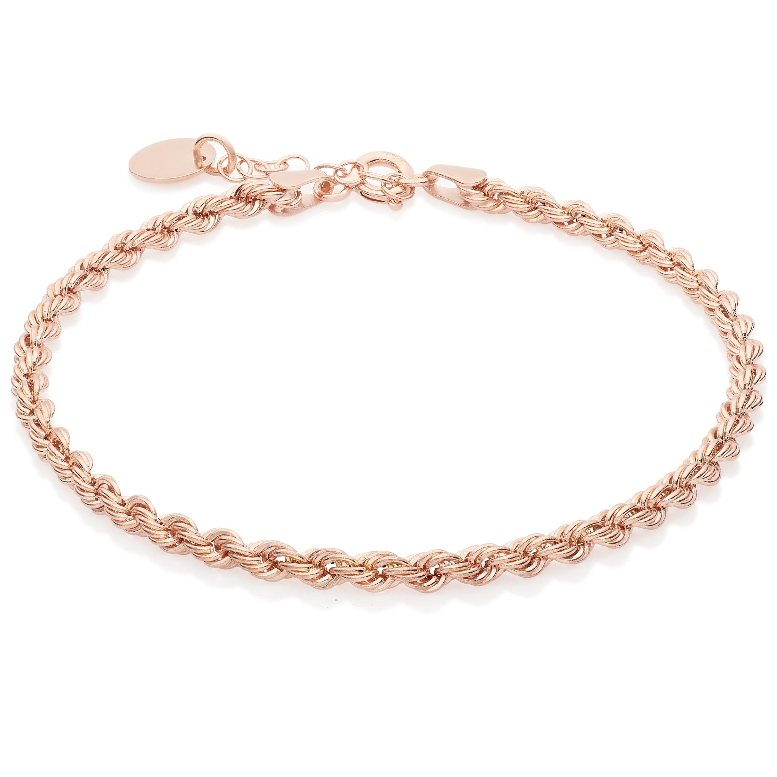 18ct Rose Gold Rope Bracelet 012595 Beaverbrooks the Jewellers