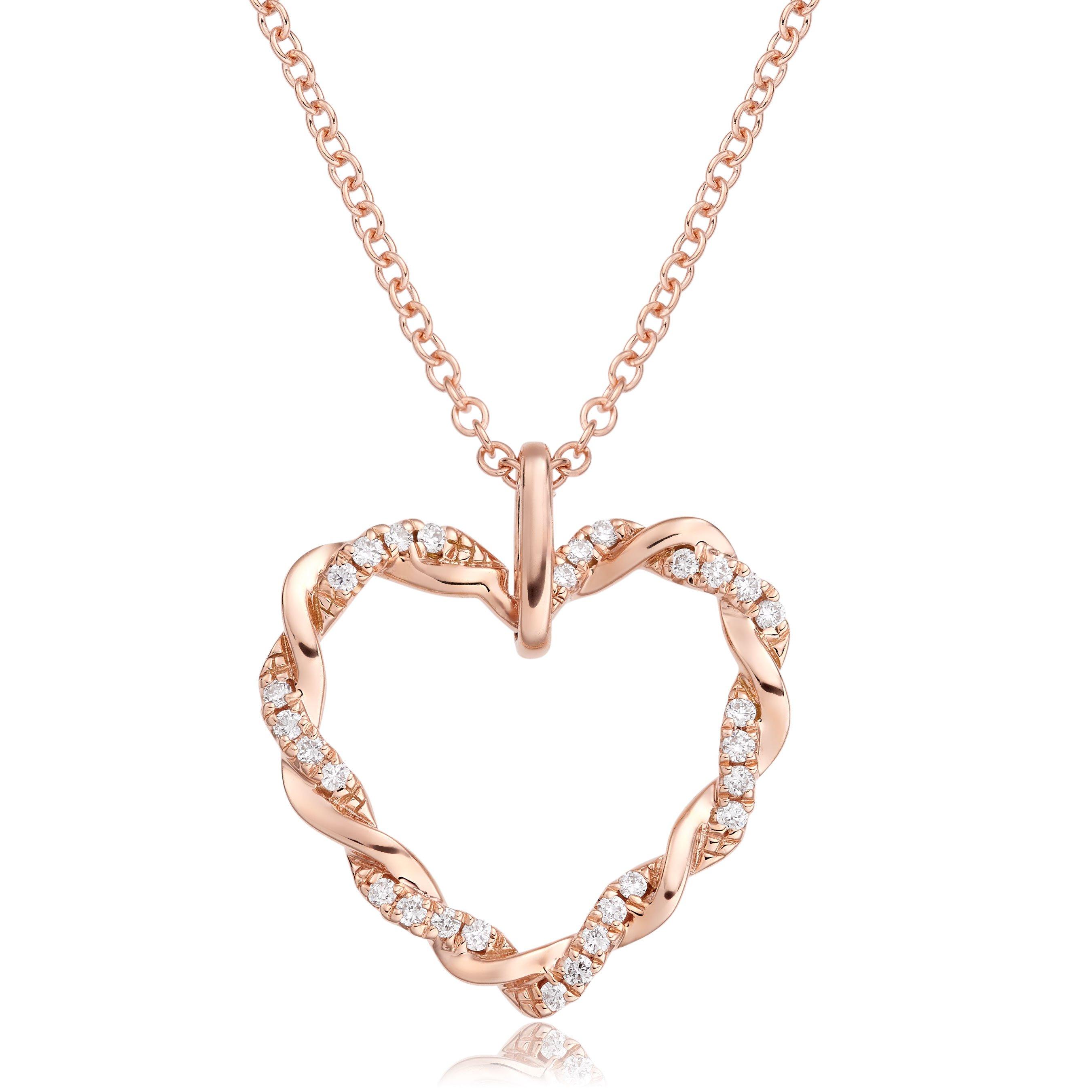 Entwine 9ct Rose Gold Diamond Heart Pendant | 0127180 | Beaverbrooks ...