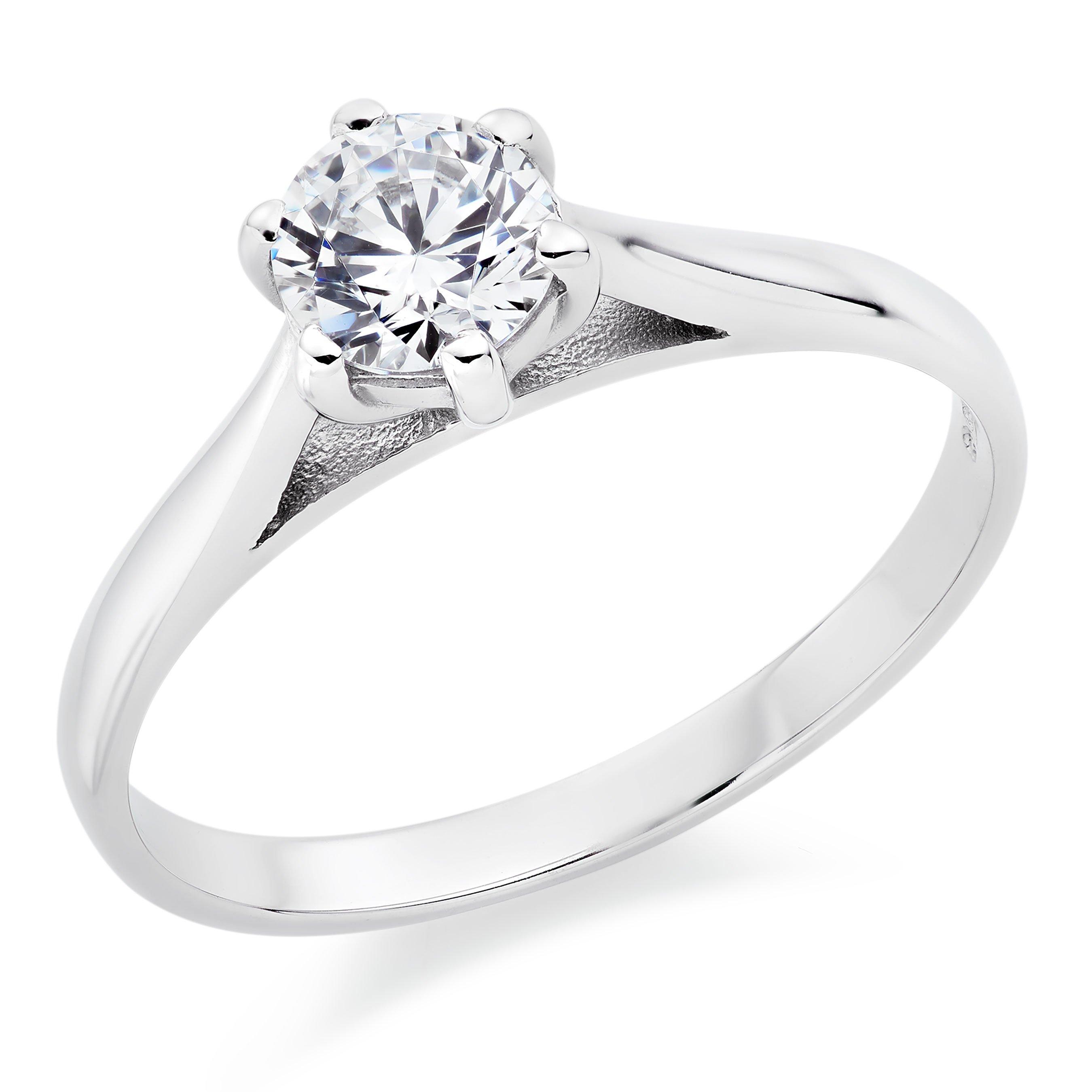 9ct White Gold Cubic Zirconia Solitaire Ring | 0127187 | Beaverbrooks ...