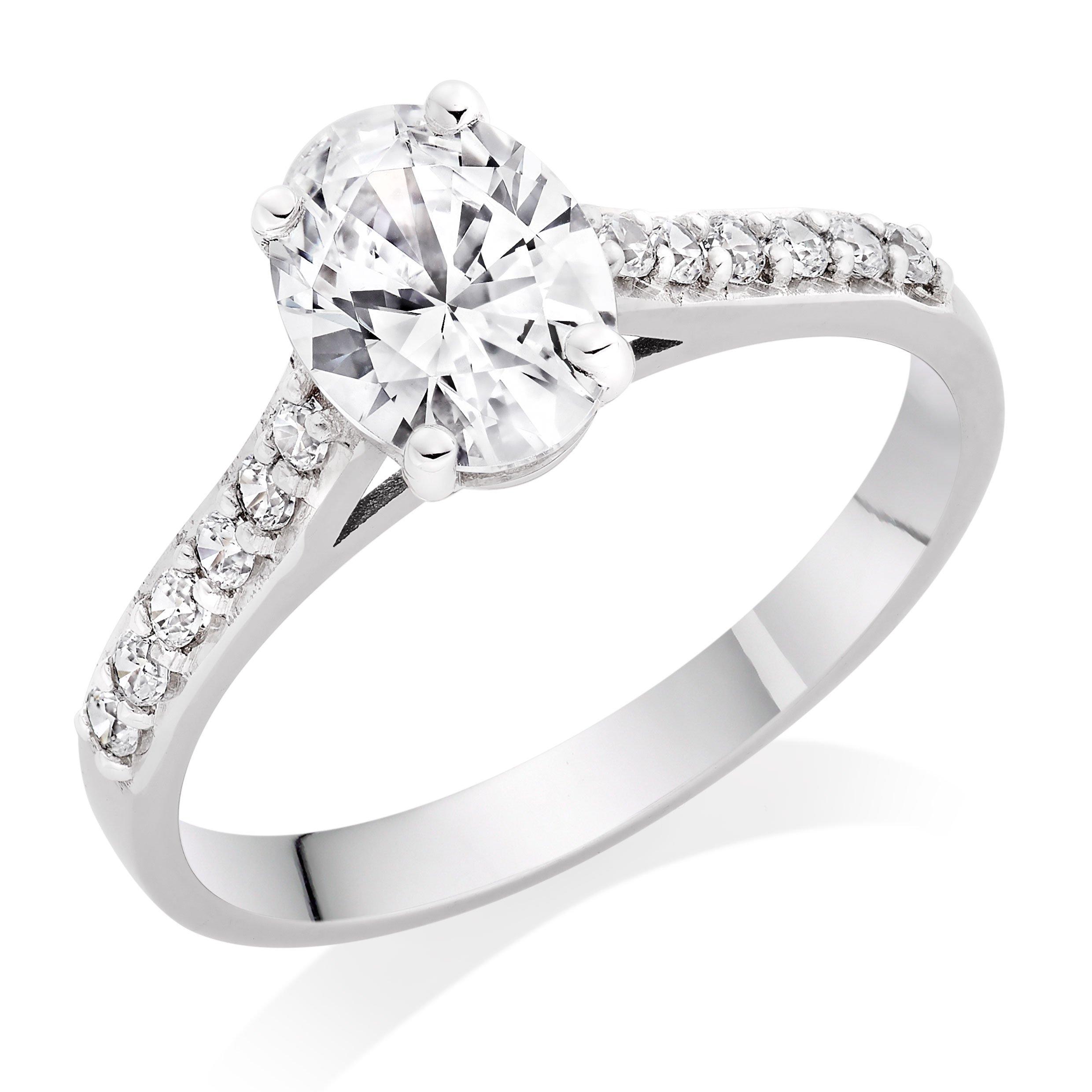 9ct White Gold Oval Cut Cubic Zirconia Solitaire Ring | 0127189 ...