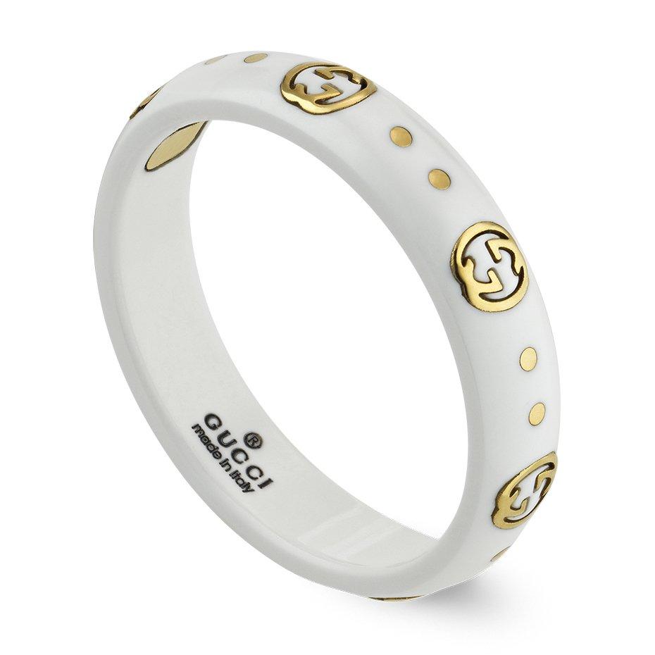 Gucci Icon White 18ct Yellow Gold Ring 0128484 Beaverbrooks the Jewellers