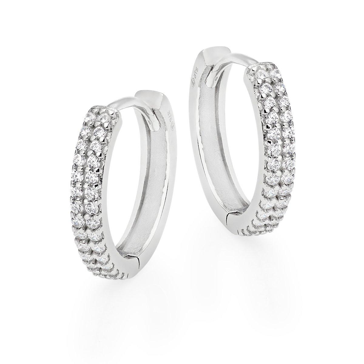 9ct White Gold Ladies Hoop Earrings | 0129979 | Beaverbrooks the Jewellers