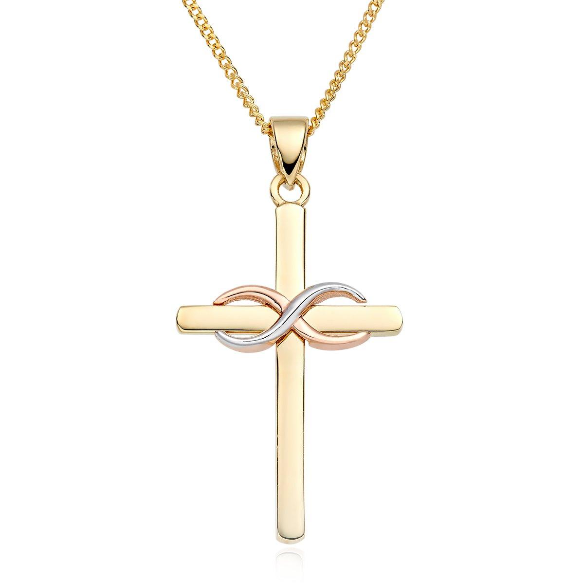 9ct Yellow White & Rose Gold Infinity Cross Pendant | 0129982 ...