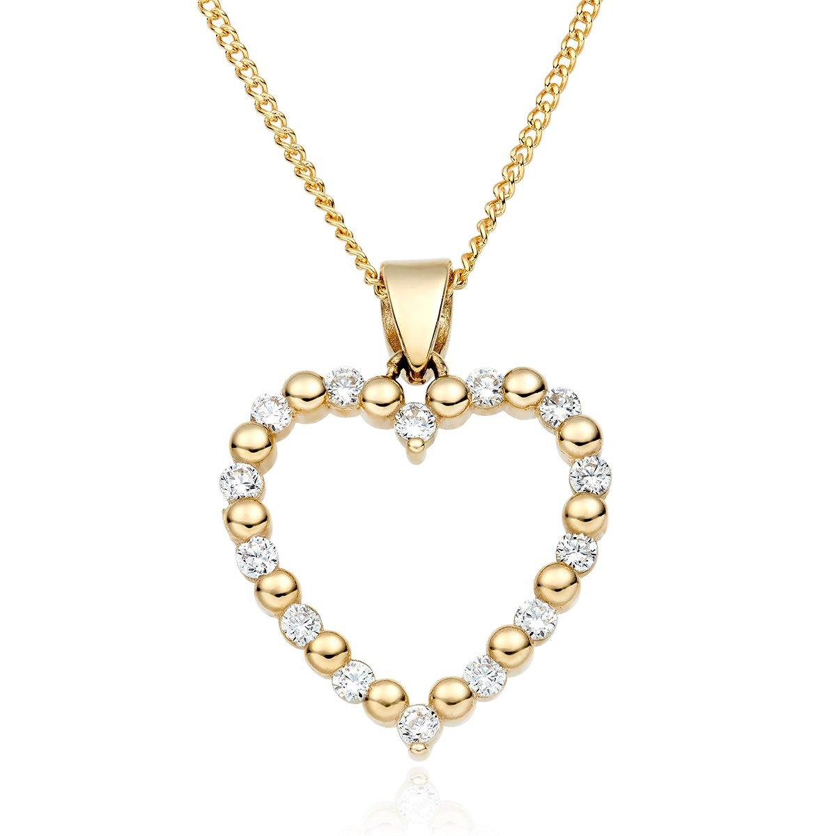 Beaverbrooks 9ct Yellow Gold Cubic Zirconia Heart Pendant