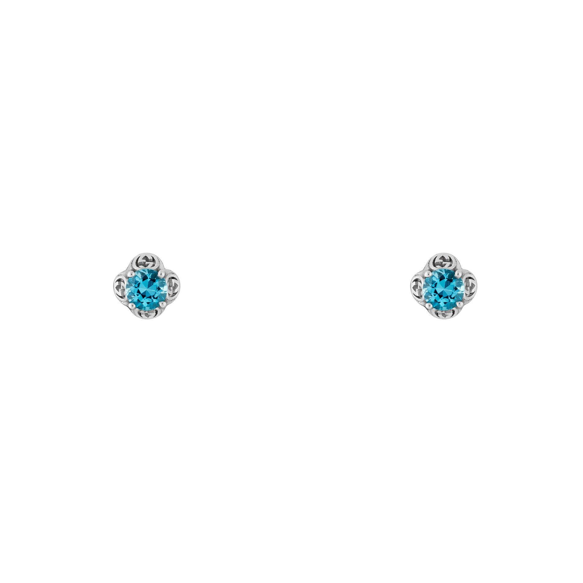 gucci interlocking g 18ct white gold blue topaz earrings