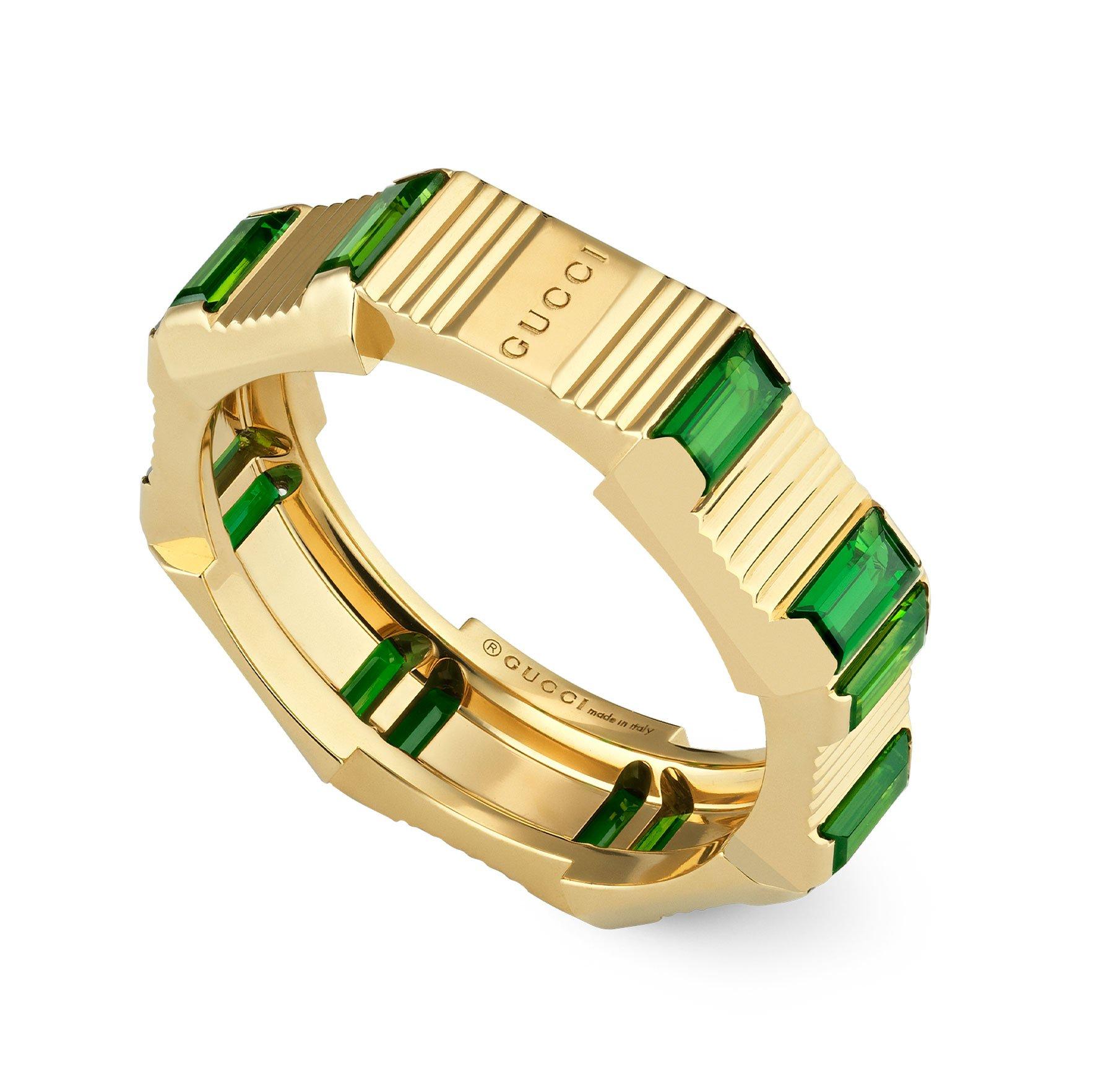 Gucci Link to Love 18ct Yellow Gold Green Tourmaline Ring | 0130257 