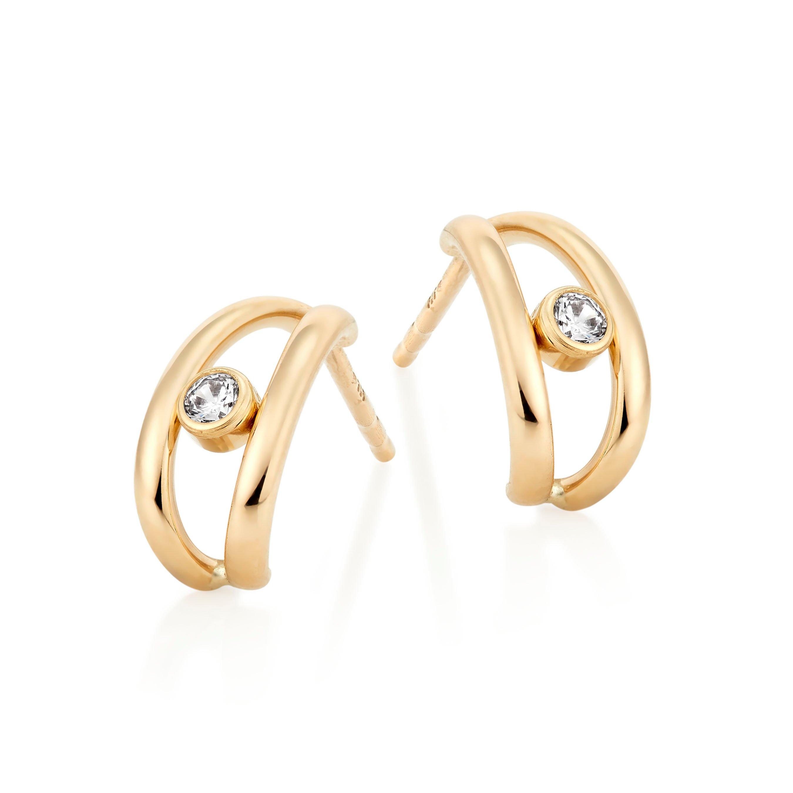 9ct Yellow Gold Cubic Zirconia Stud Earrings 0130381 Beaverbrooks
