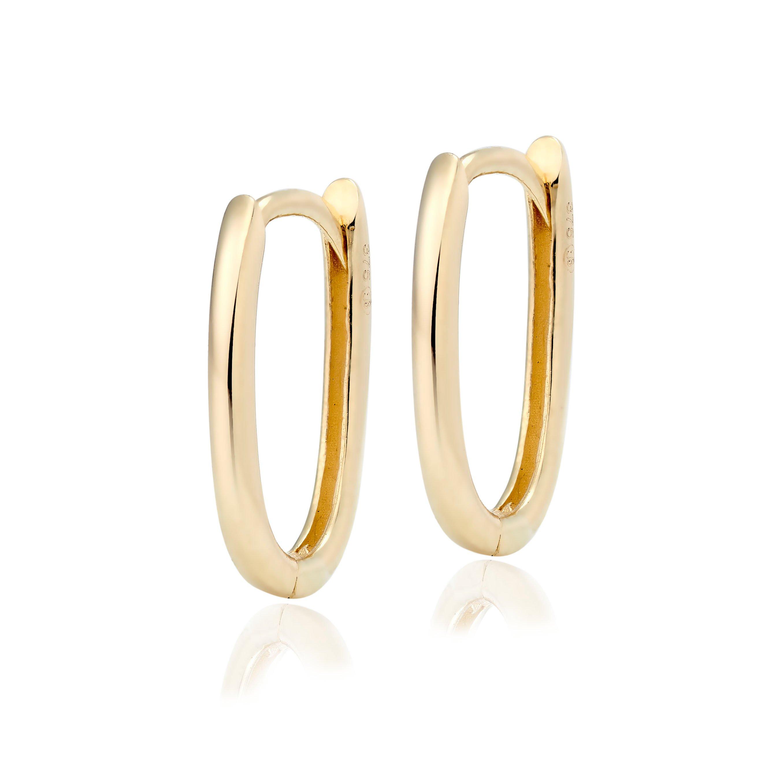9ct Yellow Gold Oval Hoop earrings | 0130389 | Beaverbrooks the Jewellers