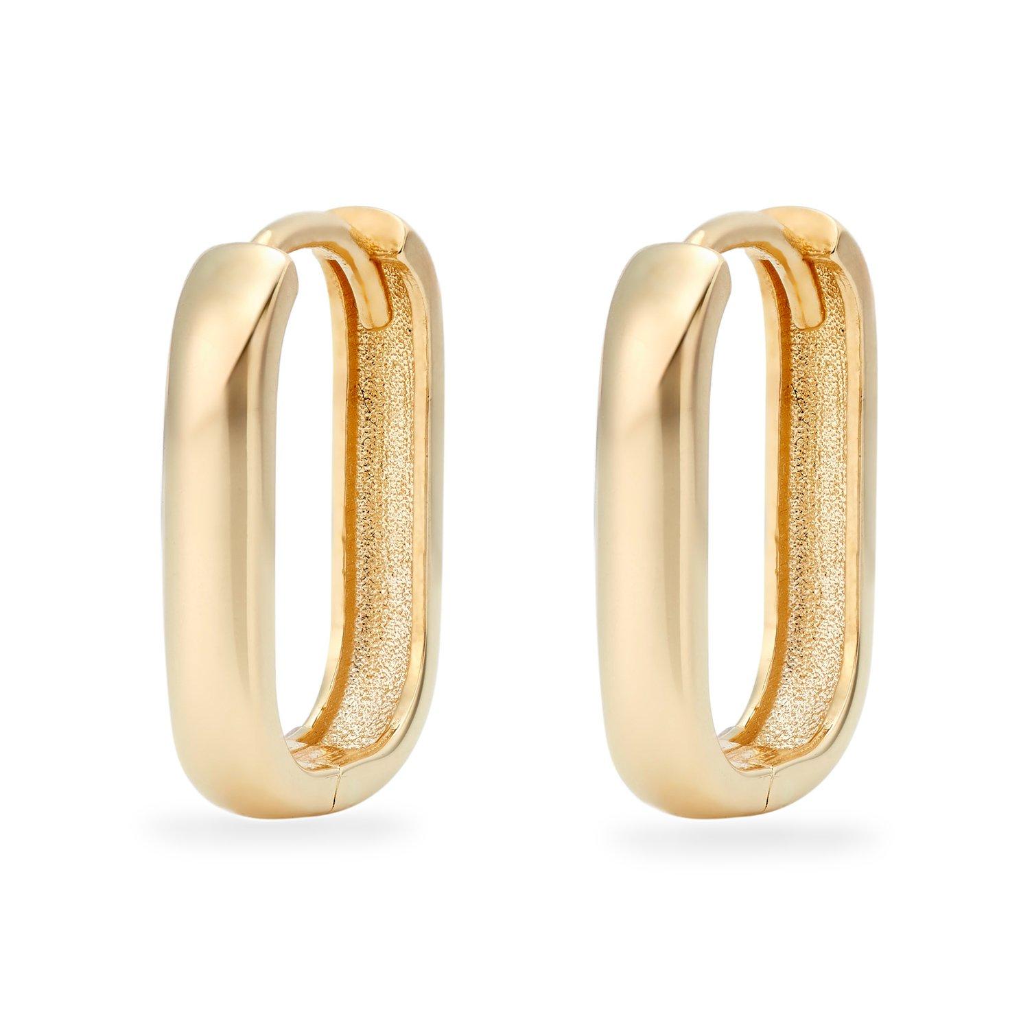 9ct Yellow Gold Rectangle Hoop Earrings, 0130393