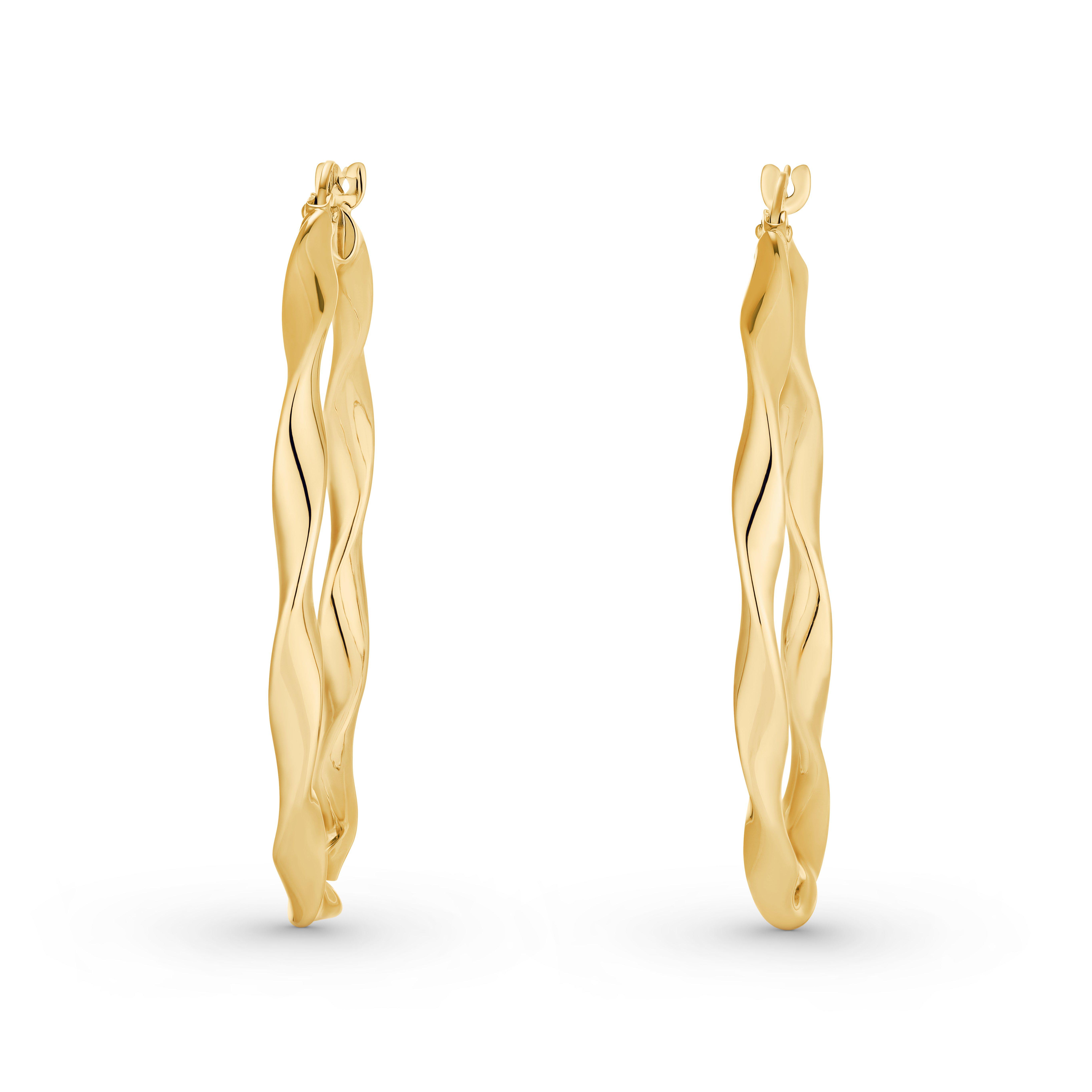 Beaverbrooks 9ct Yellow Gold Twisted Hoop Earrings 0130394