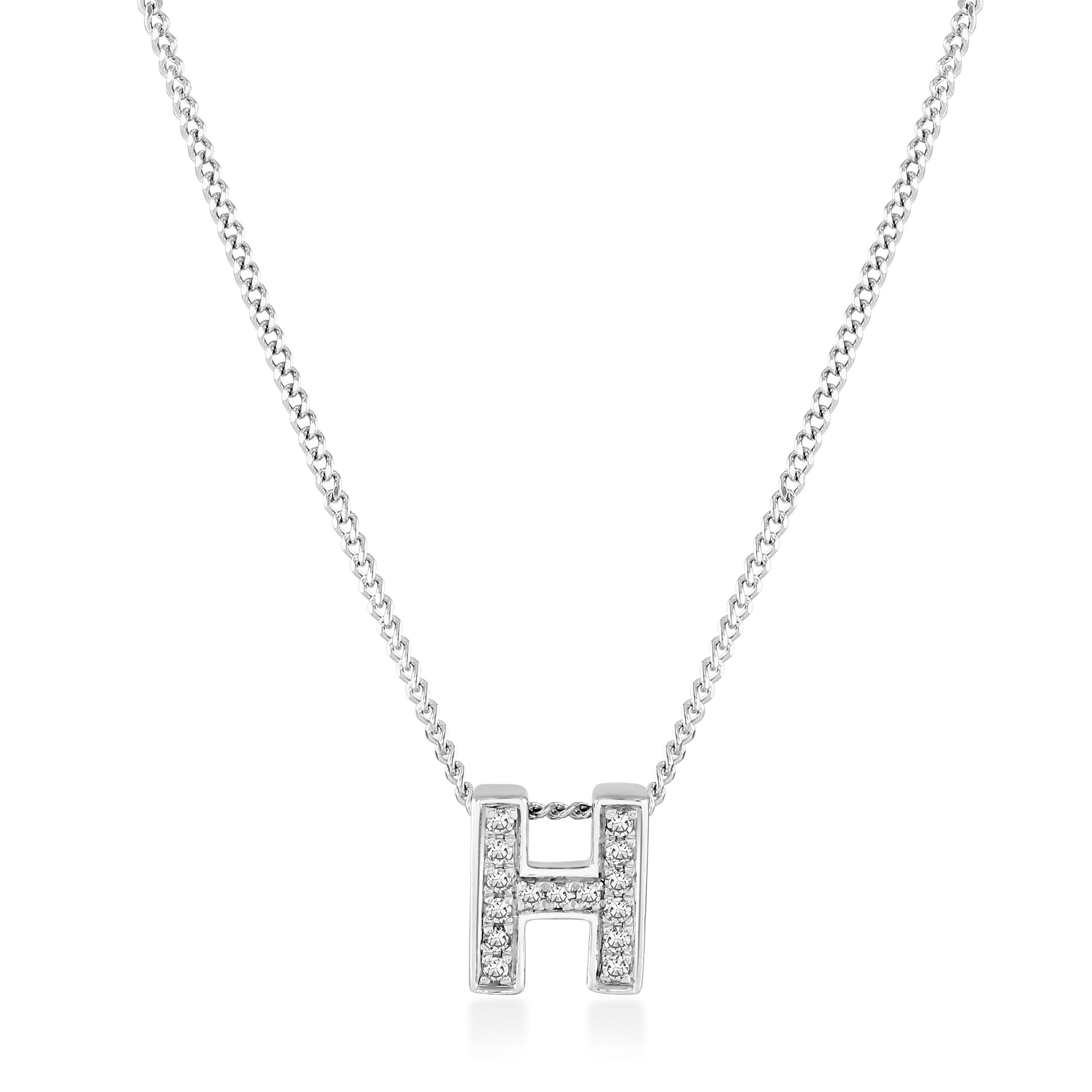 Beaverbrooks 9ct White Gold Diamond Initial H Pendant | 0131720