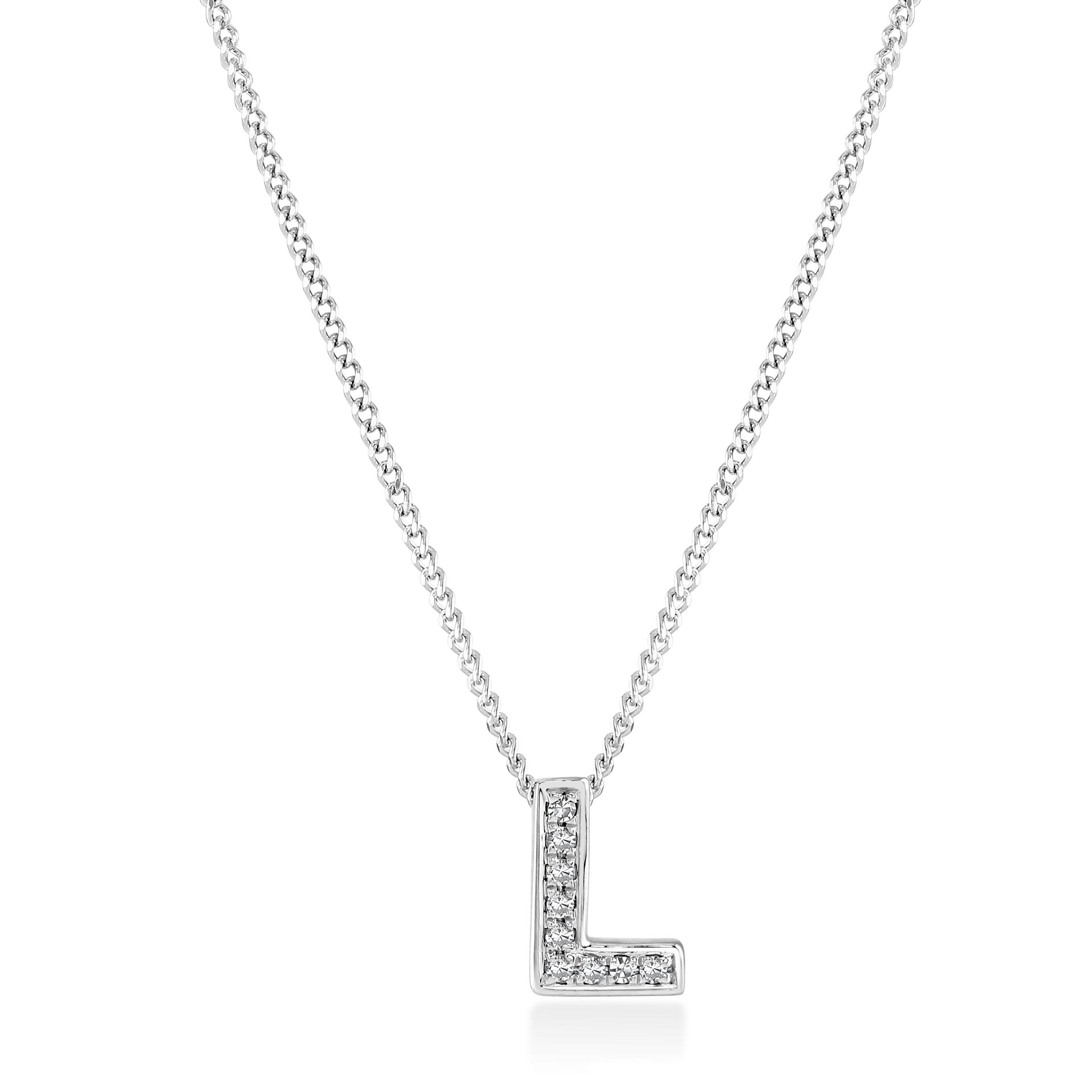 9ct White Gold Diamond Initial L Pendant | 0131746 | Beaverbrooks