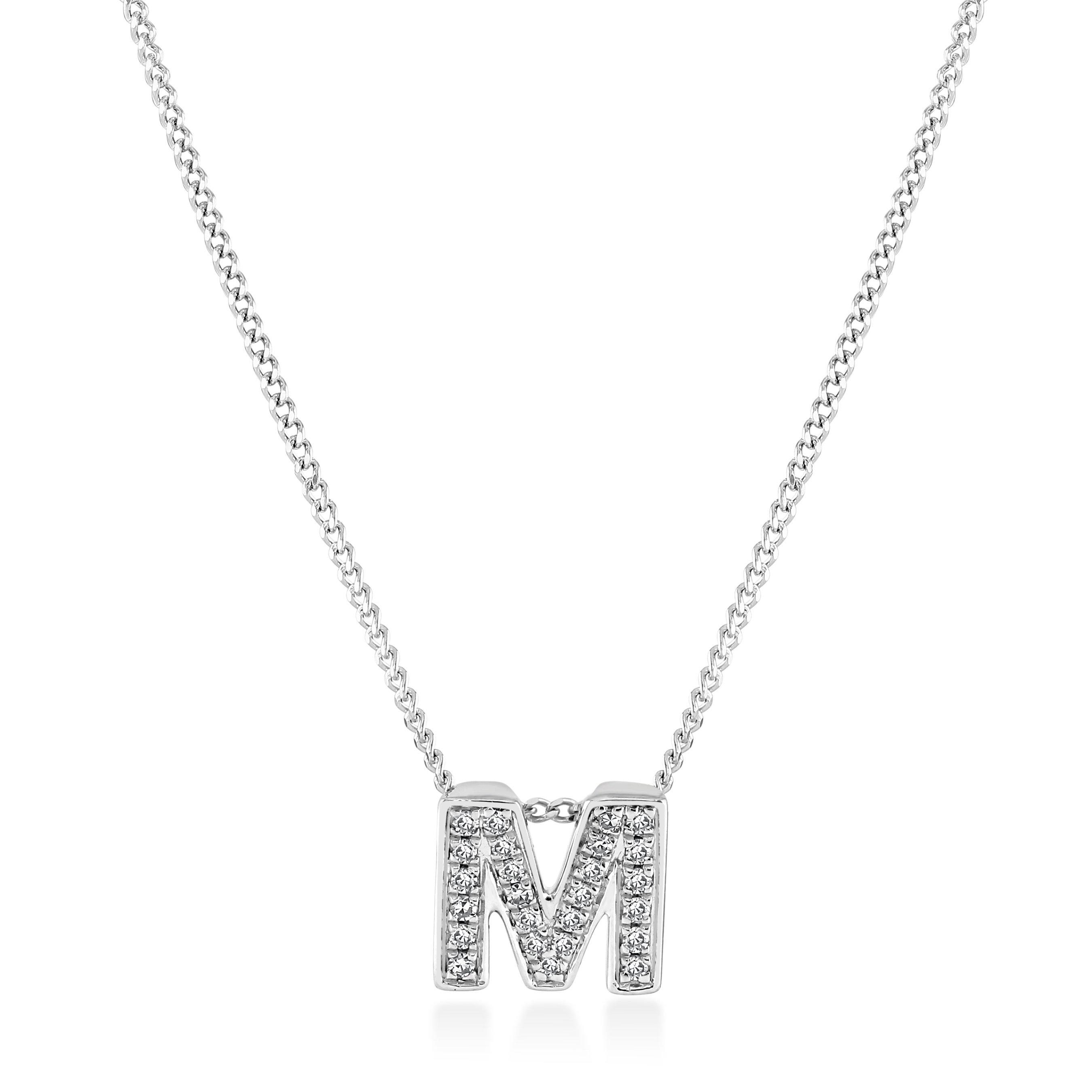 9ct Gold Diamond Initial M Pendant