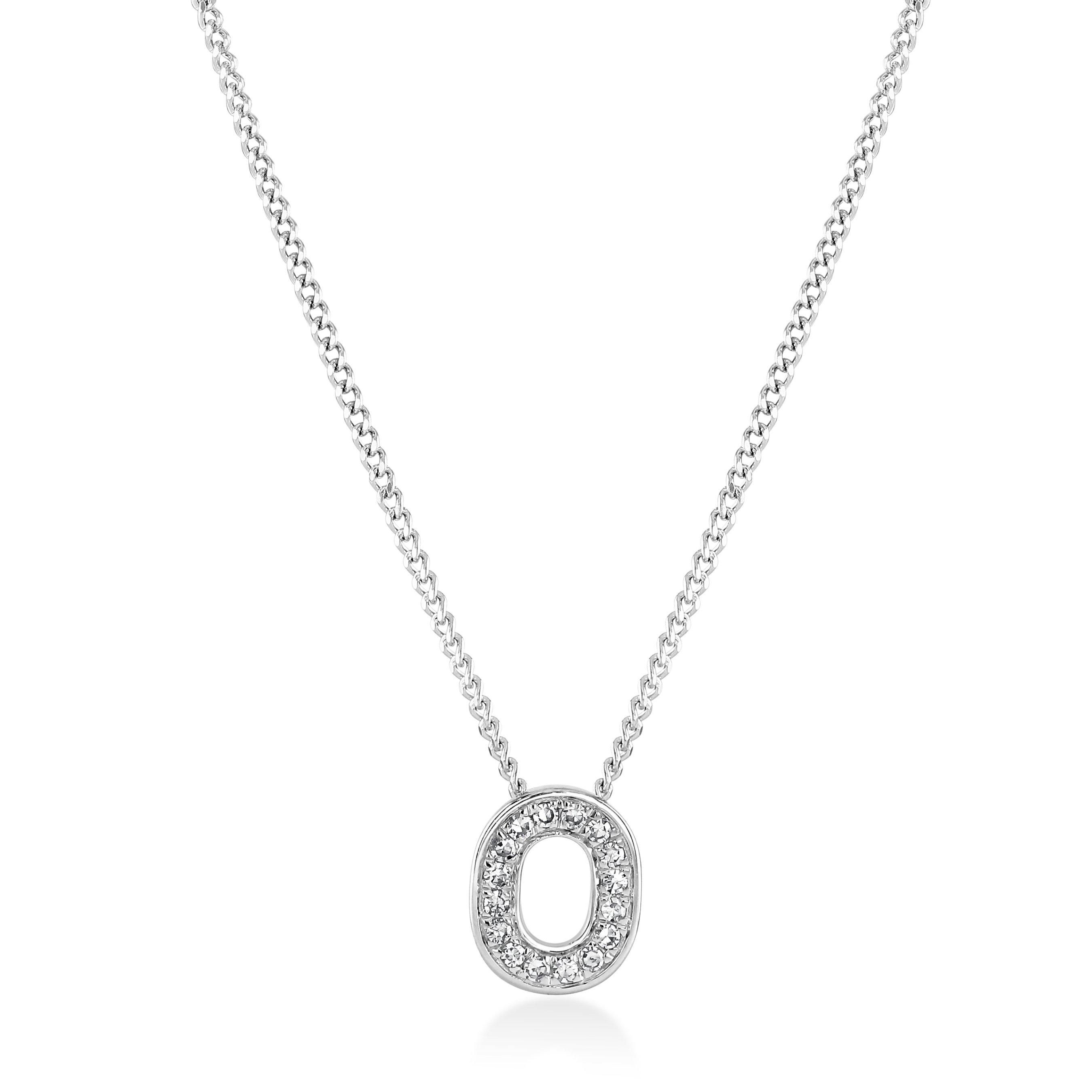 9ct White Gold Diamond Initial O Pendant | 0131775 | Beaverbrooks the ...