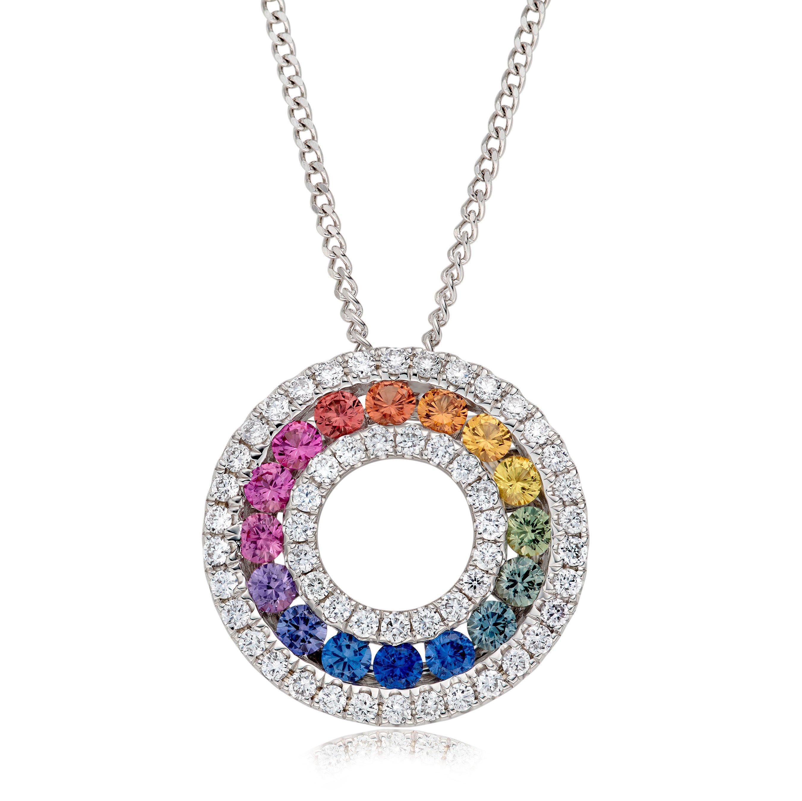 Vivienne Rainbow Pendant, 3 Golds, Diamonds & Colored Gemstones - Jewelry -  Categories