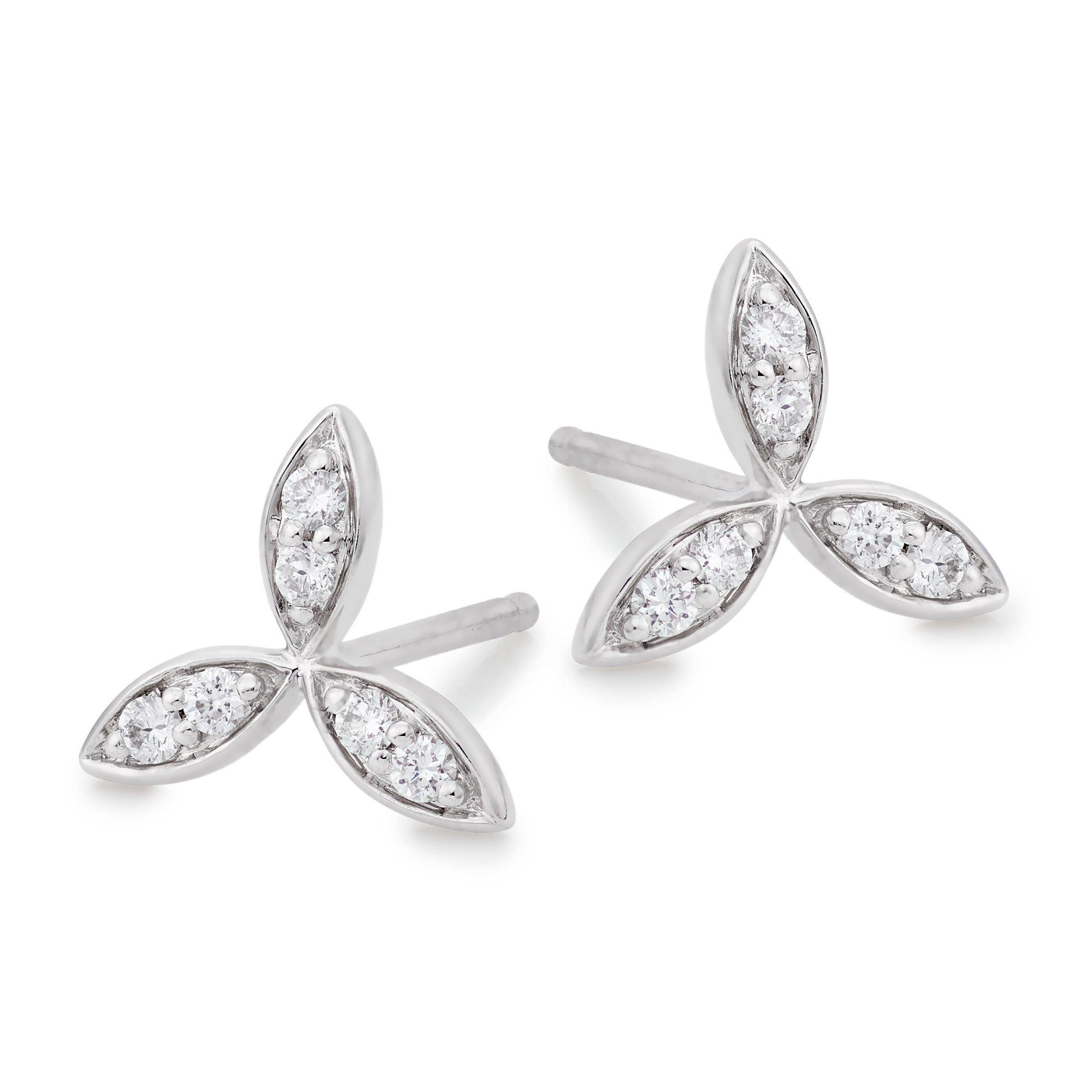 Essence 9ct White Gold Diamond Stud Earrings
