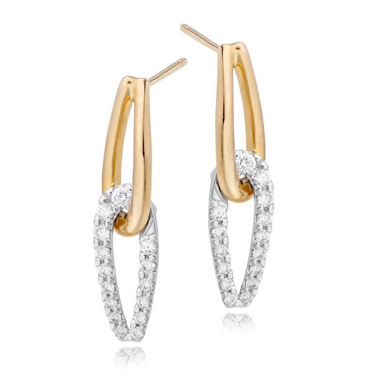 SEssence 9ct Yellow Gold and White Gold Diamond Earrings