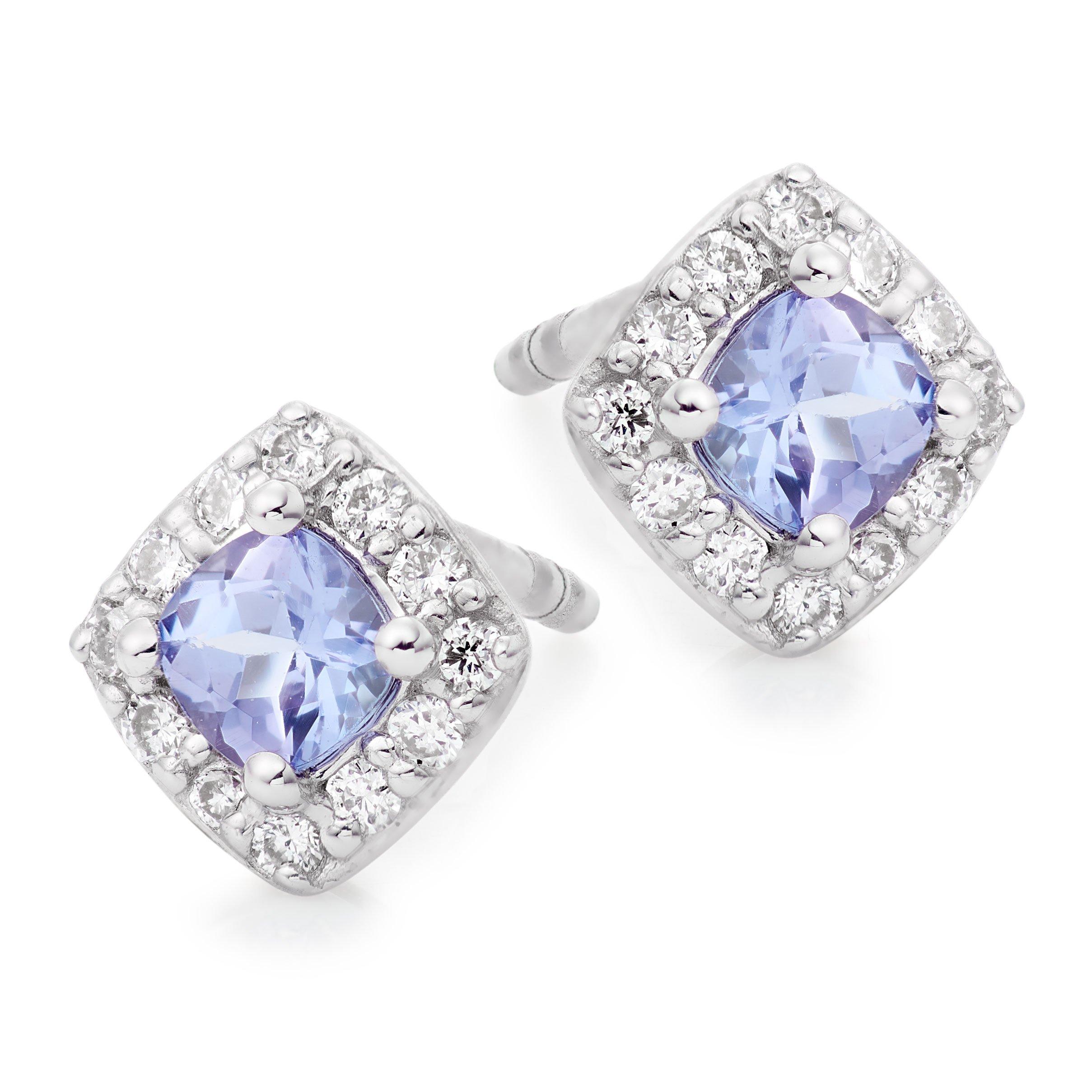 Beaverbrooks 9ct White Gold Diamond Tanzanite Stud Earrings