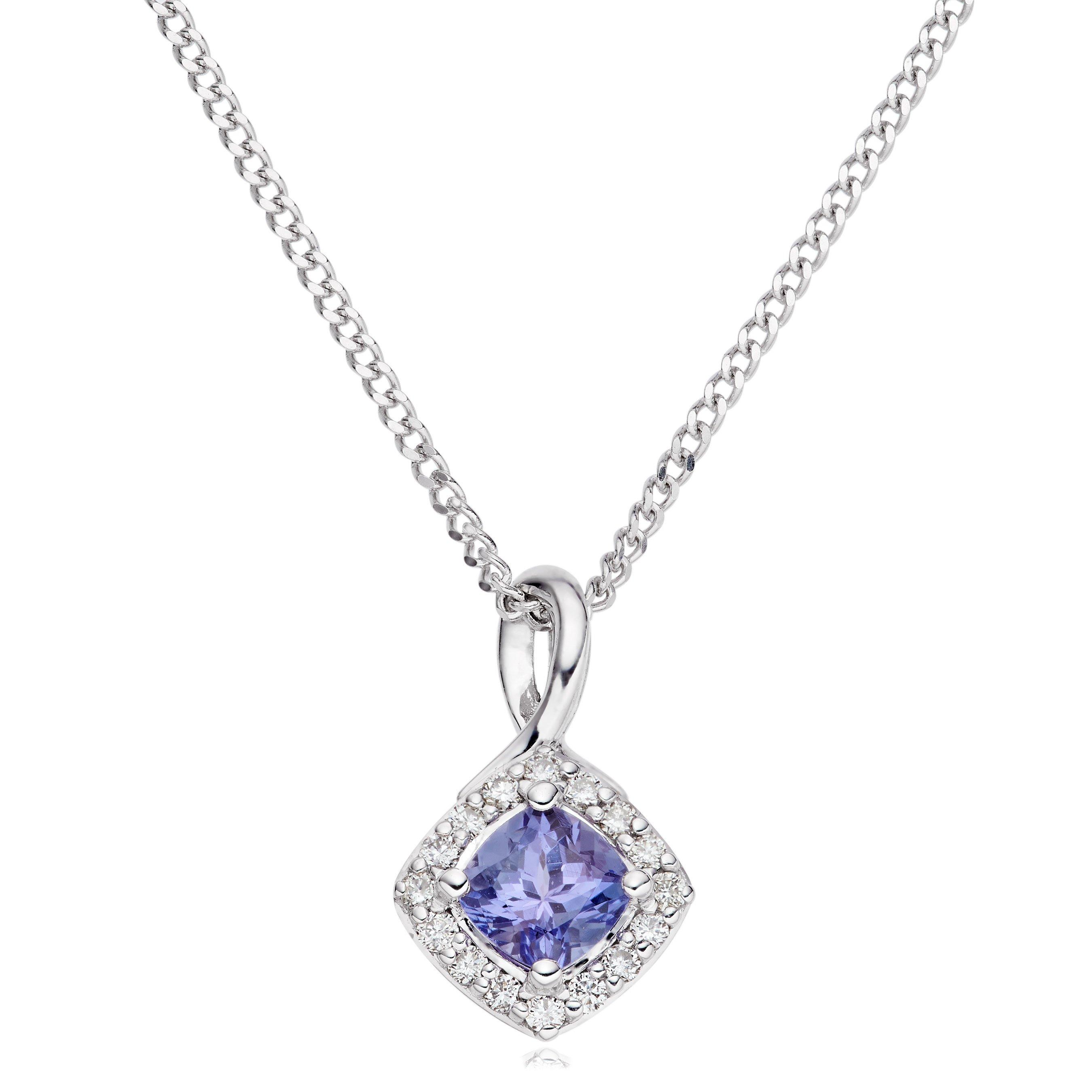 9ct White Gold Diamond Tanzanite Pendant | 0132500 | Beaverbrooks the ...