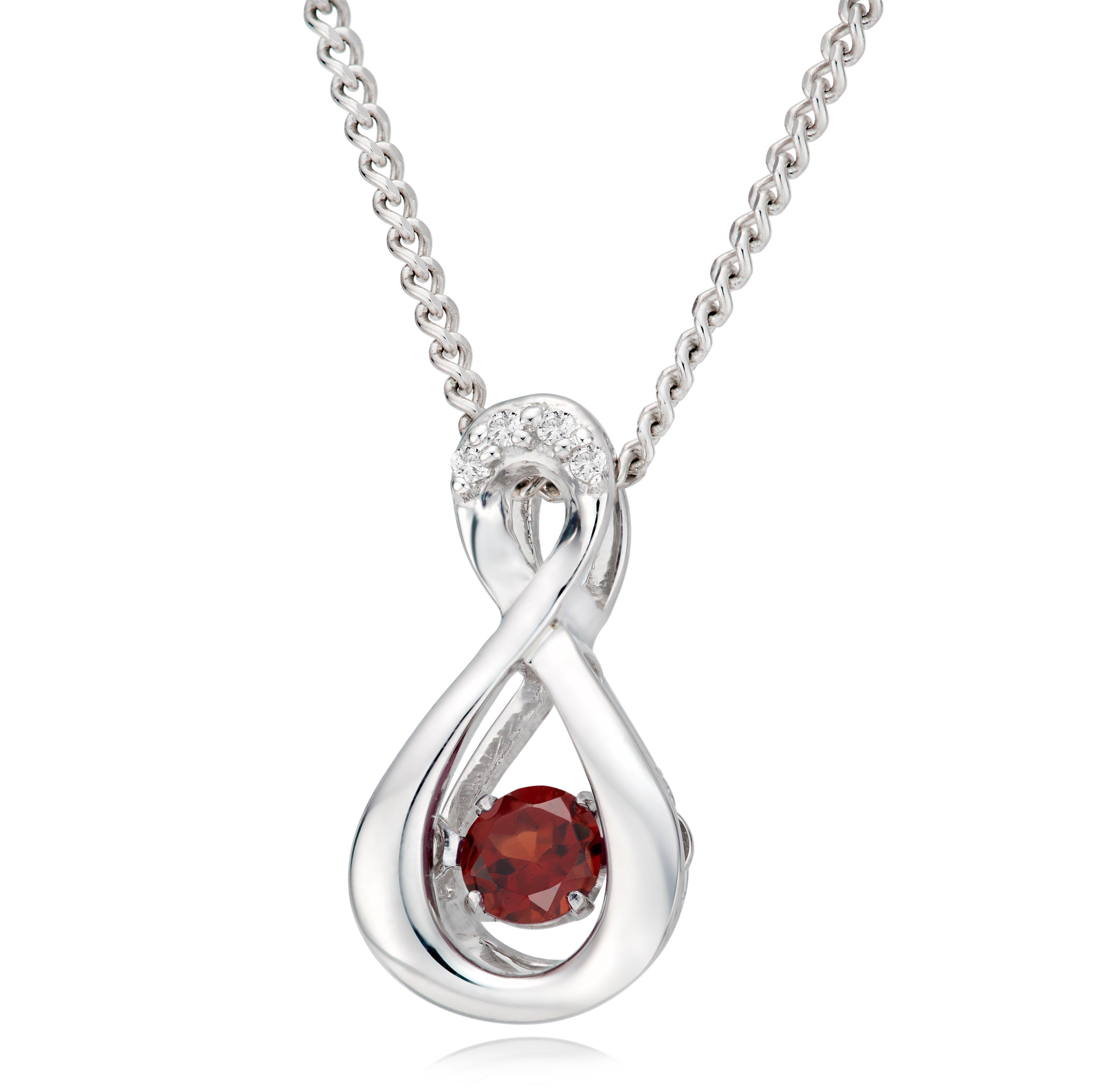 Dance 9ct White Gold Diamond Garnet Birthstone Pendant
                                    