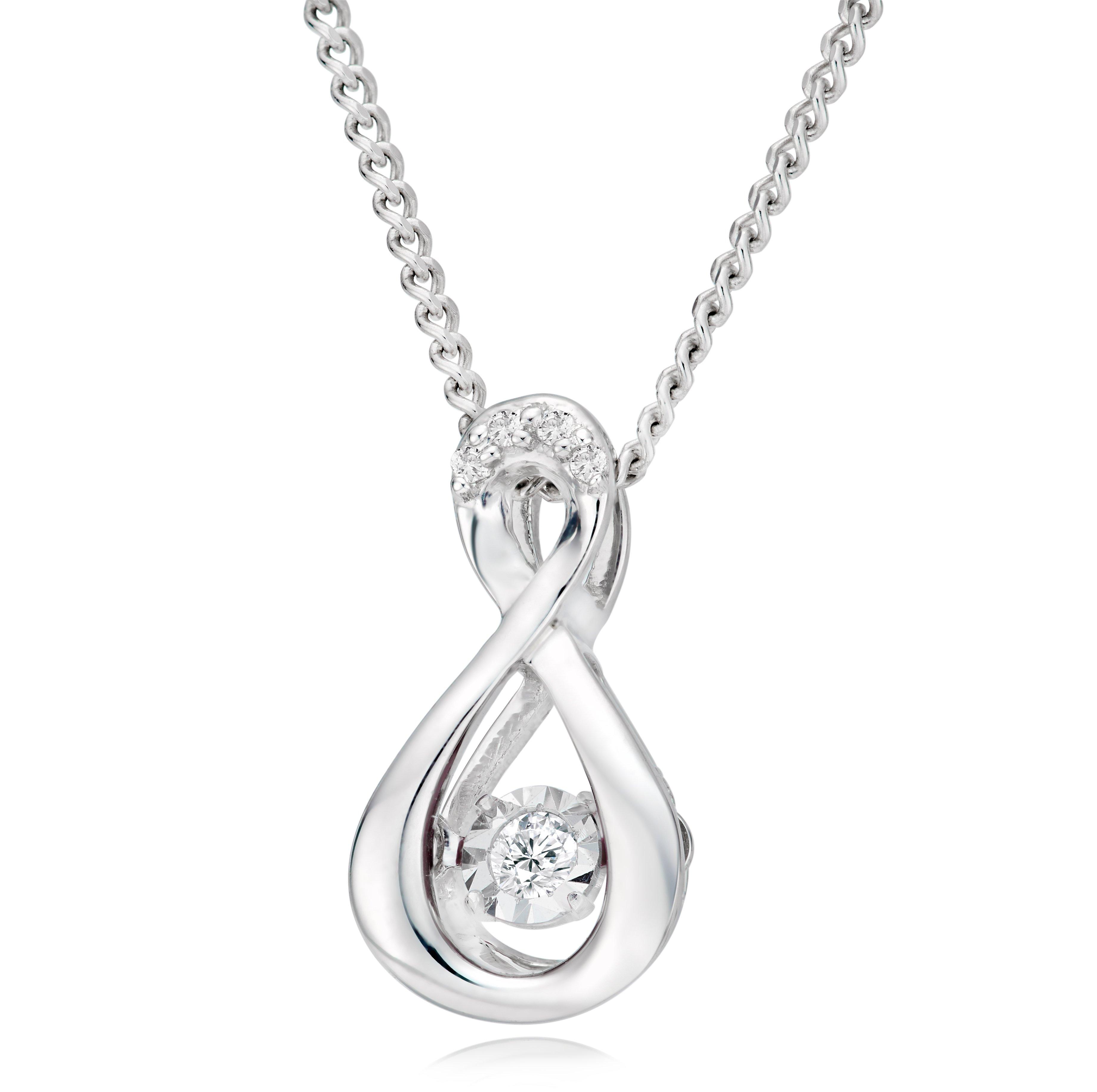 Dance 9ct White Gold Diamond Birthstone Pendant