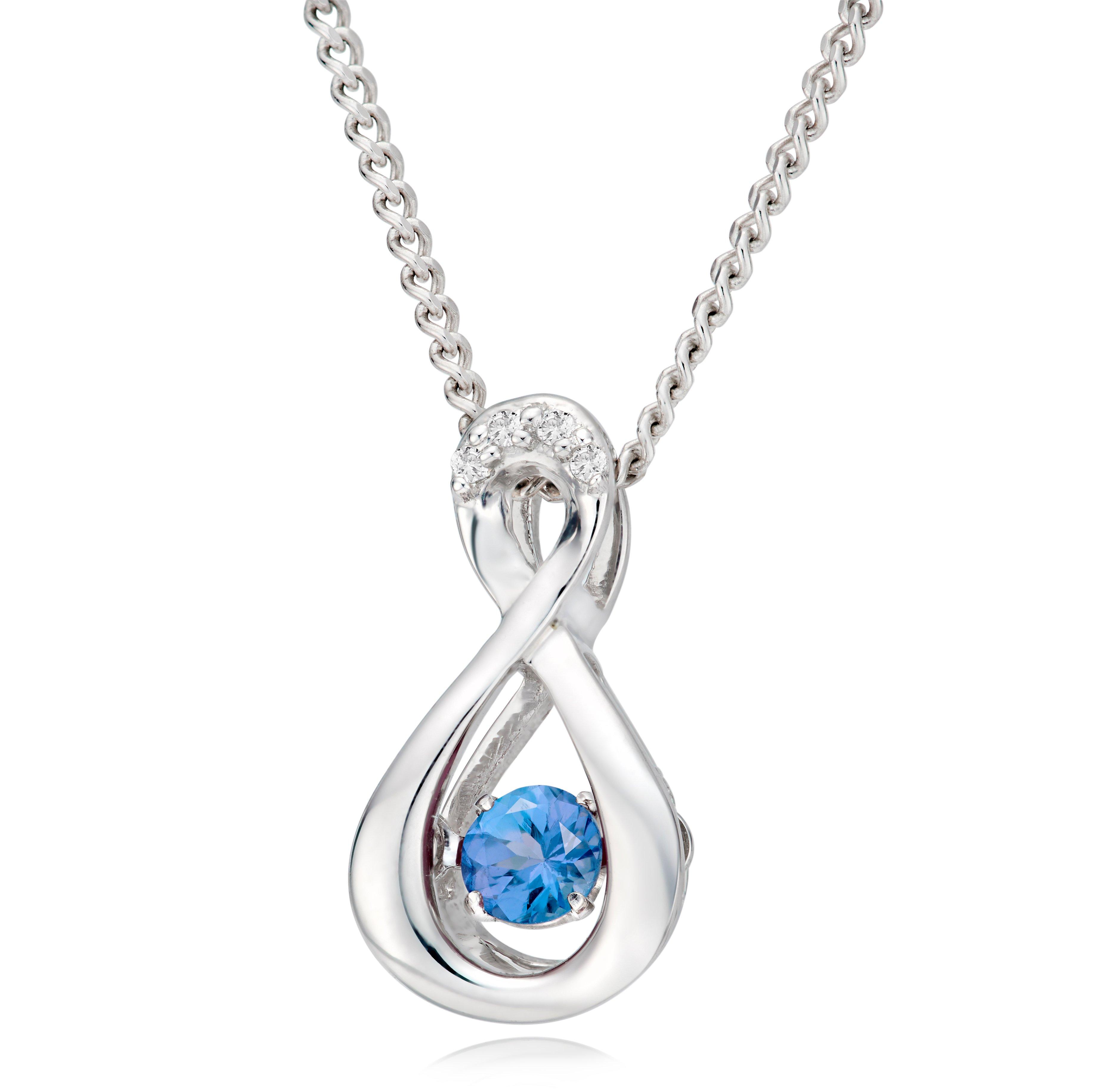 Beaverbrooks Dance 9ct White Gold Diamond Topaz Birthstone Pendant