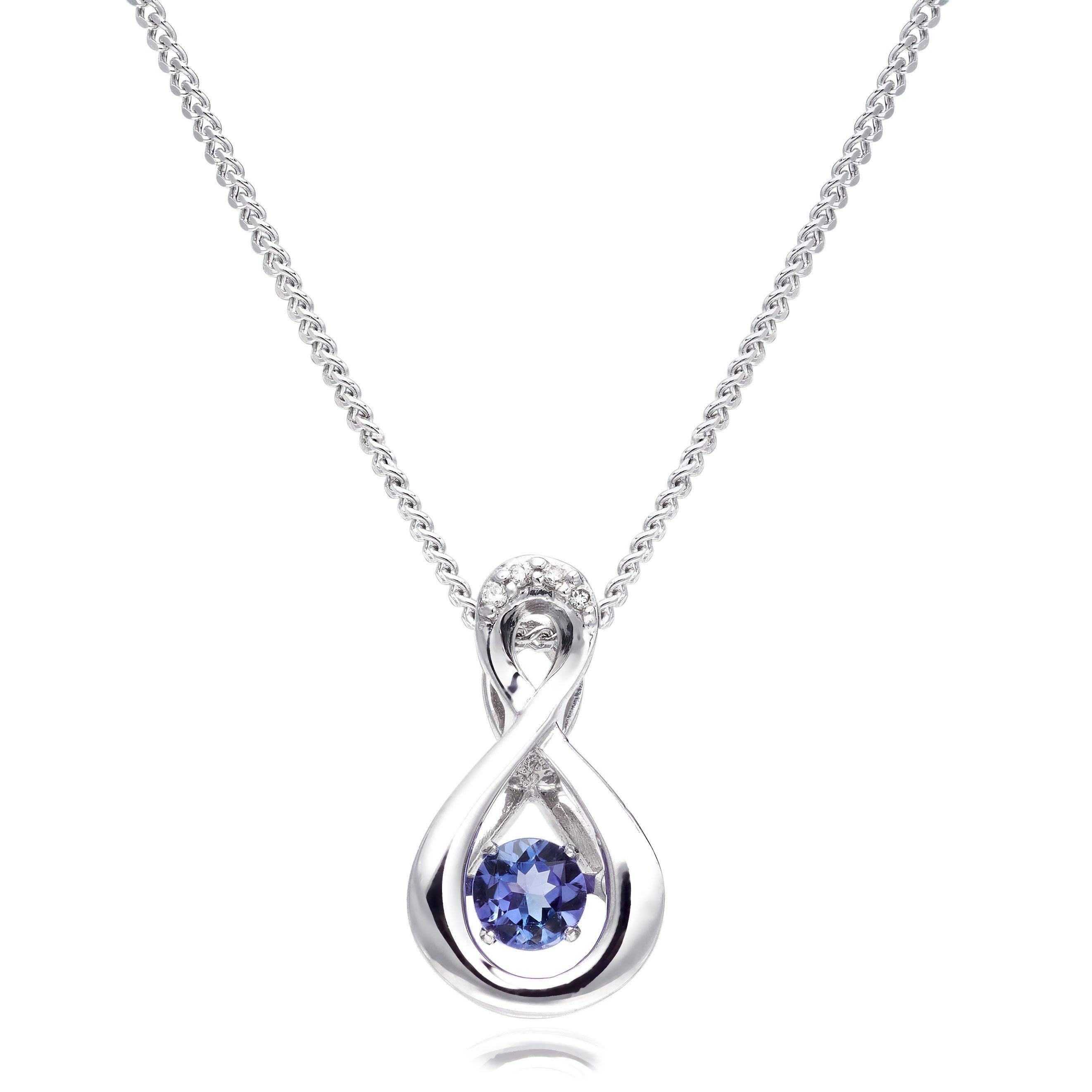 Dance 9ct White Gold Diamond Tanzanite Pendant | 0132584 | Beaverbrooks ...