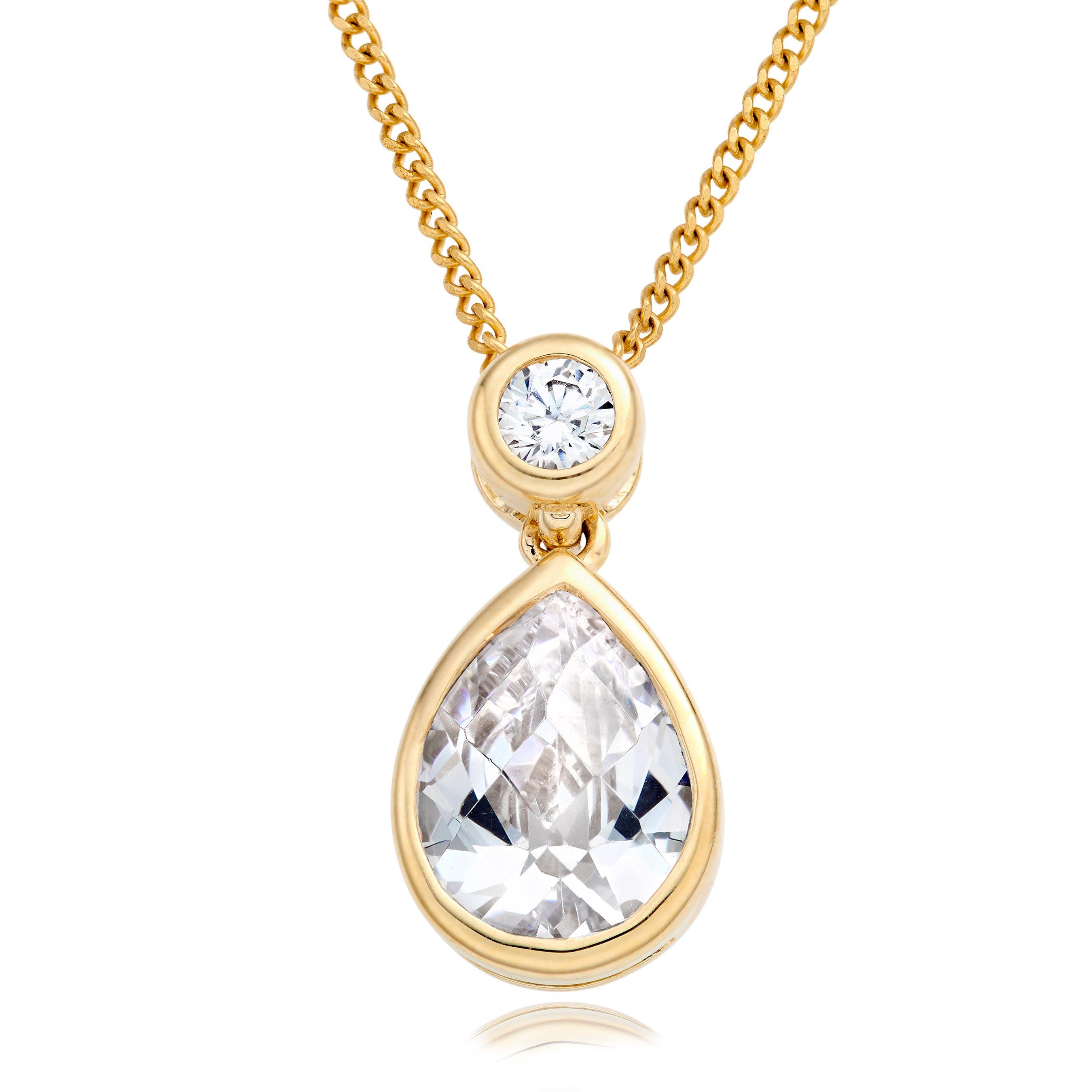 9ct Yellow Gold Cubic Zirconia Pear Pendant | 0132602 | Beaverbrooks ...