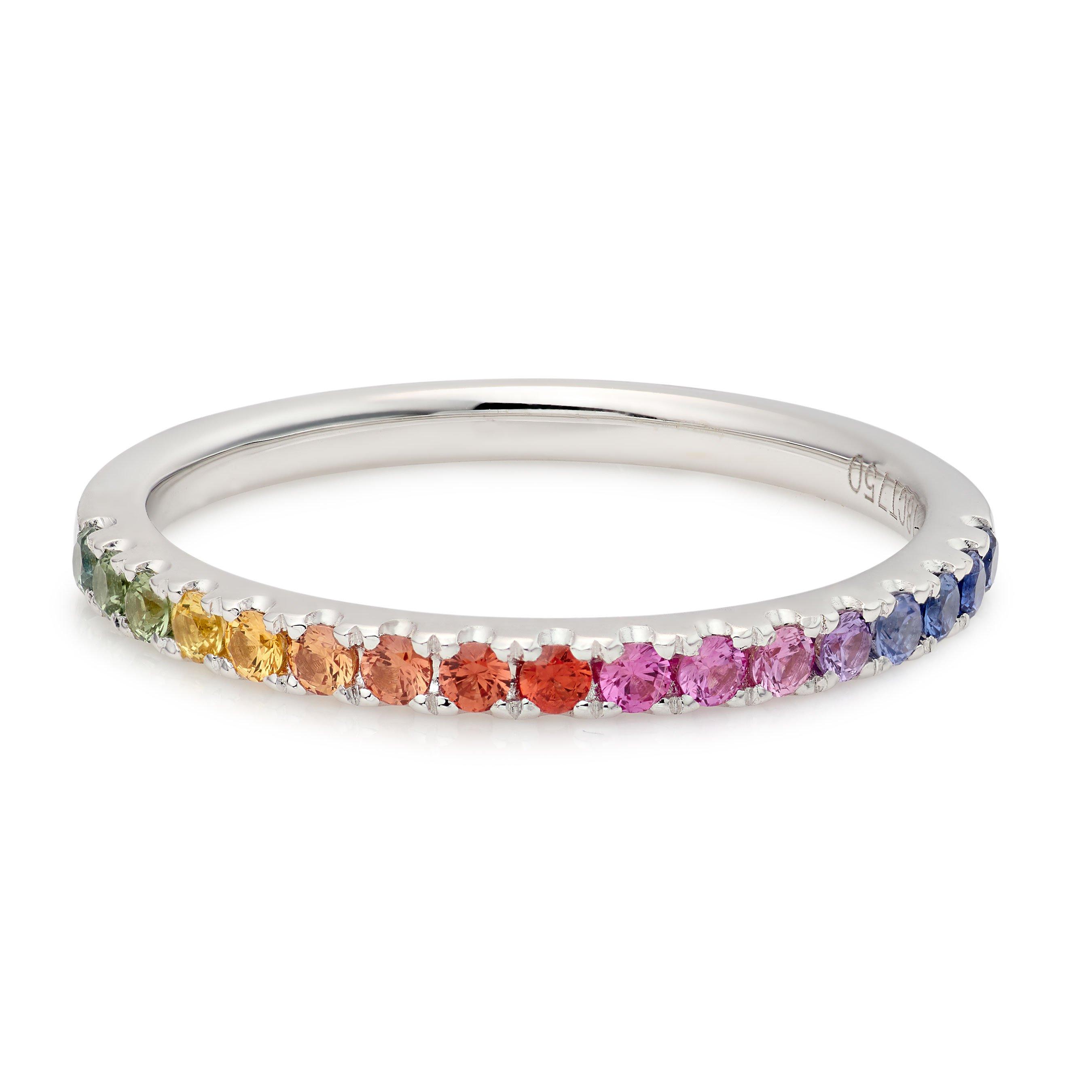 18ct White Gold Rainbow Sapphire Ring | 0132873 | Beaverbrooks the ...