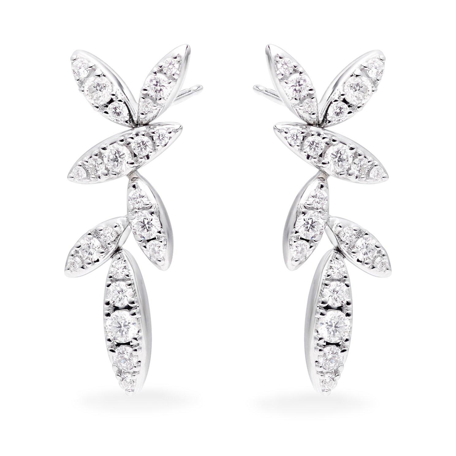 Essence 9ct White Gold Diamond Drop Earrings