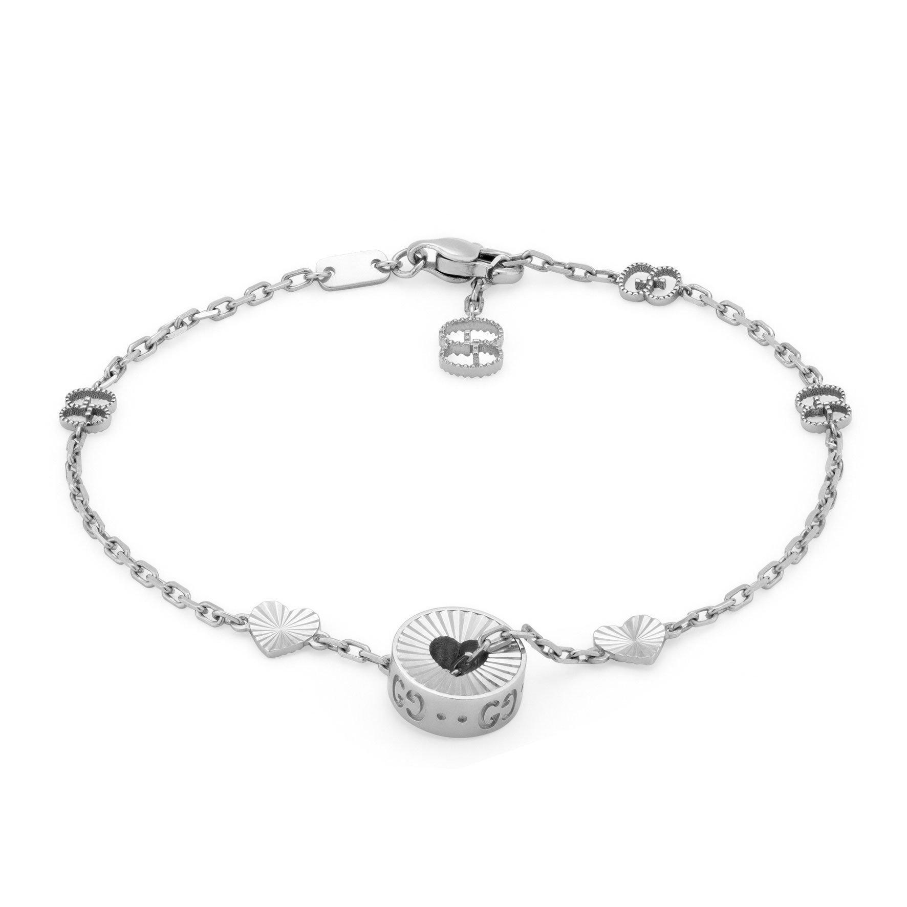 Gucci Icon 18ct White Gold Heart Bracelet | 0133960 | Beaverbrooks the ...