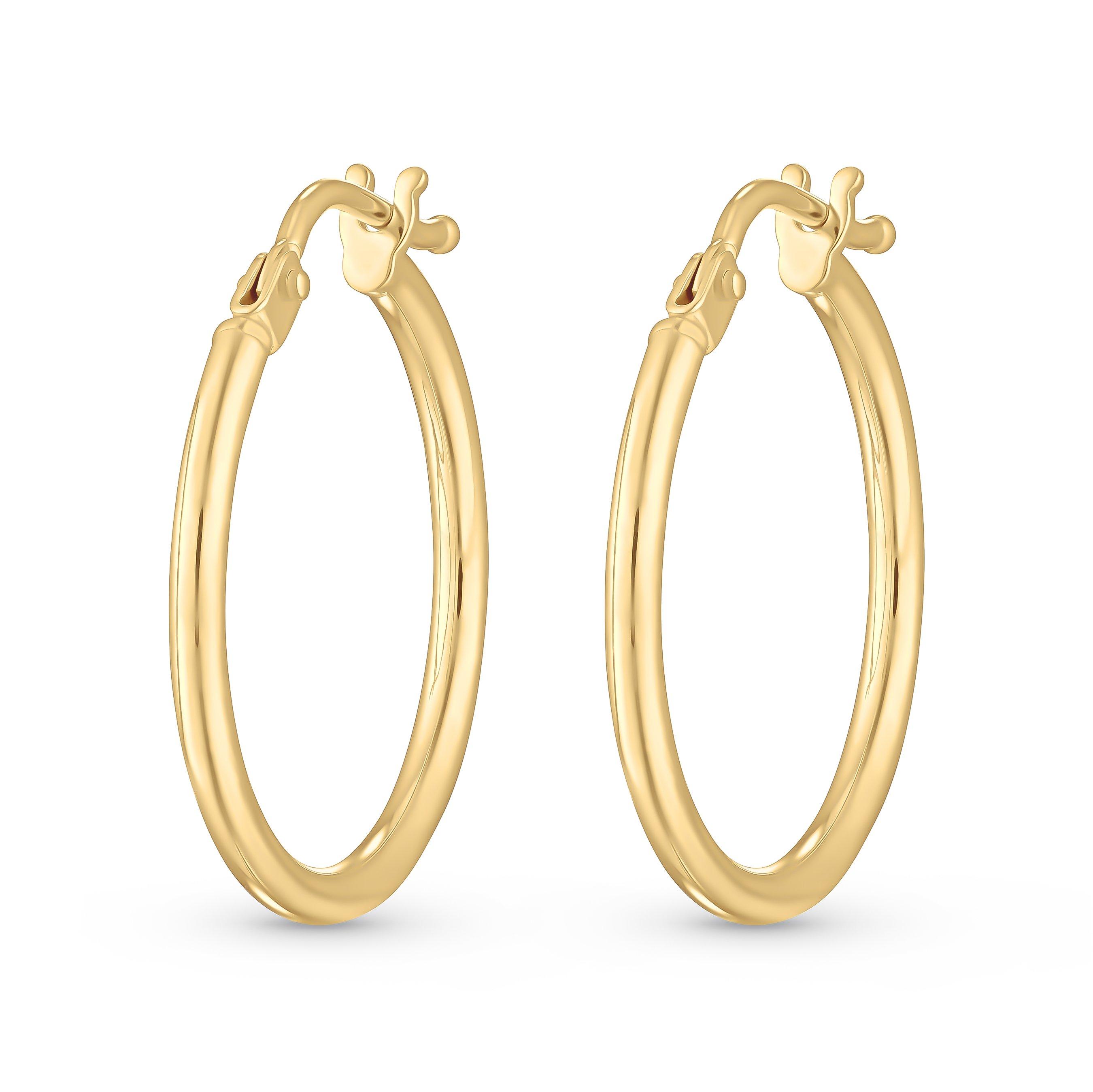 10K Yellow Gold Classic Beaded Oval Hoop Earrings