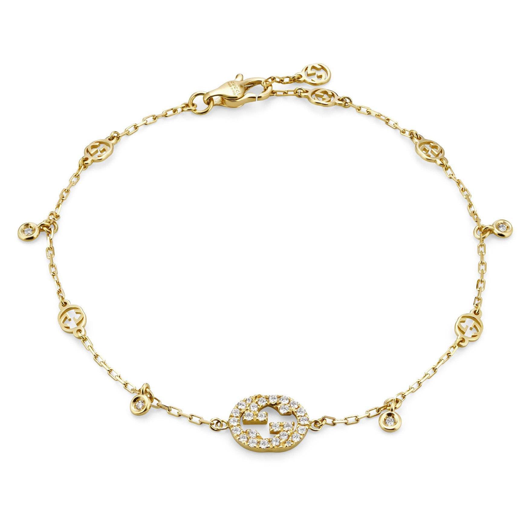Gucci Interlocking 18ct Yellow Gold Diamond Bracelet | 0137686 ...