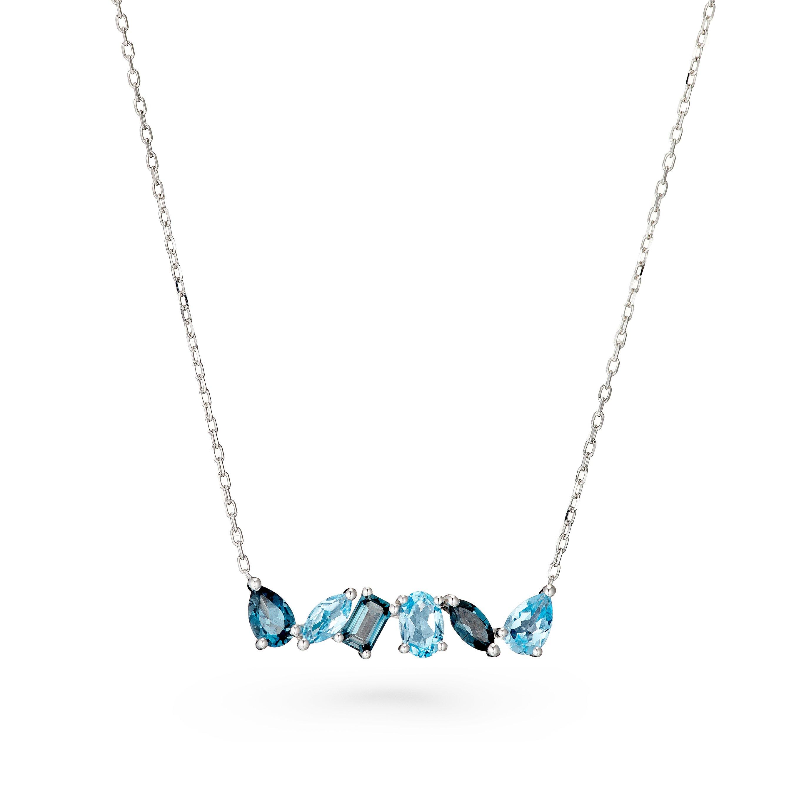 9ct White Gold Blue Topaz Necklace