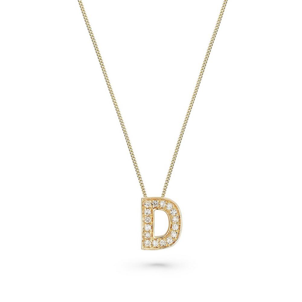 9ct Yellow Gold Diamond Initial D Pendant