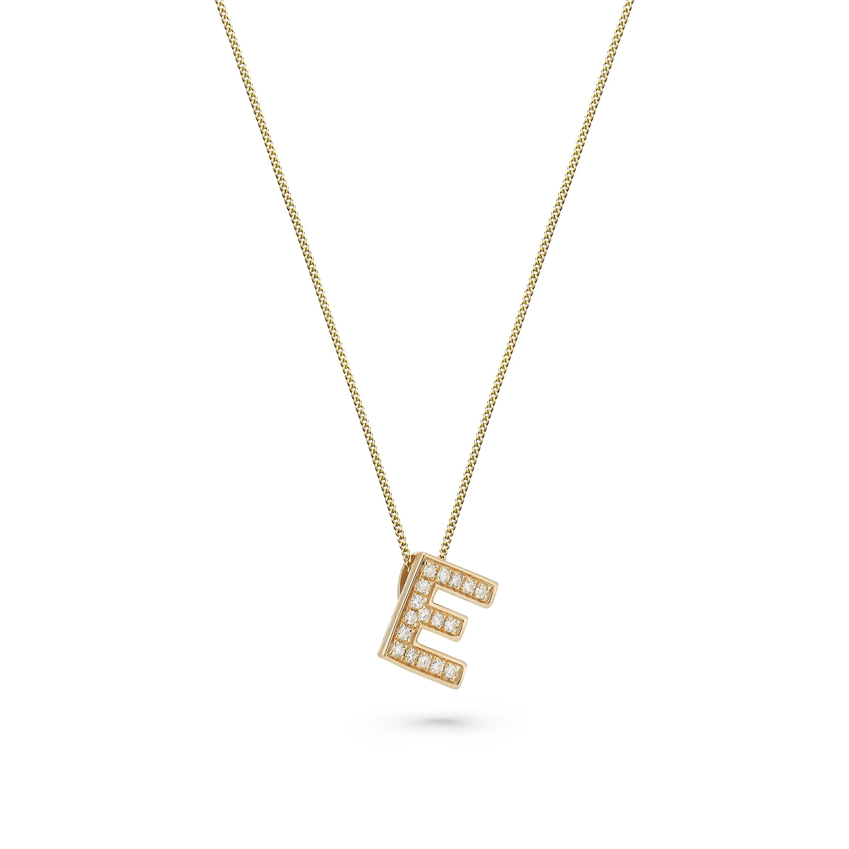 9ct Yellow Gold Diamond Initial E Pendant