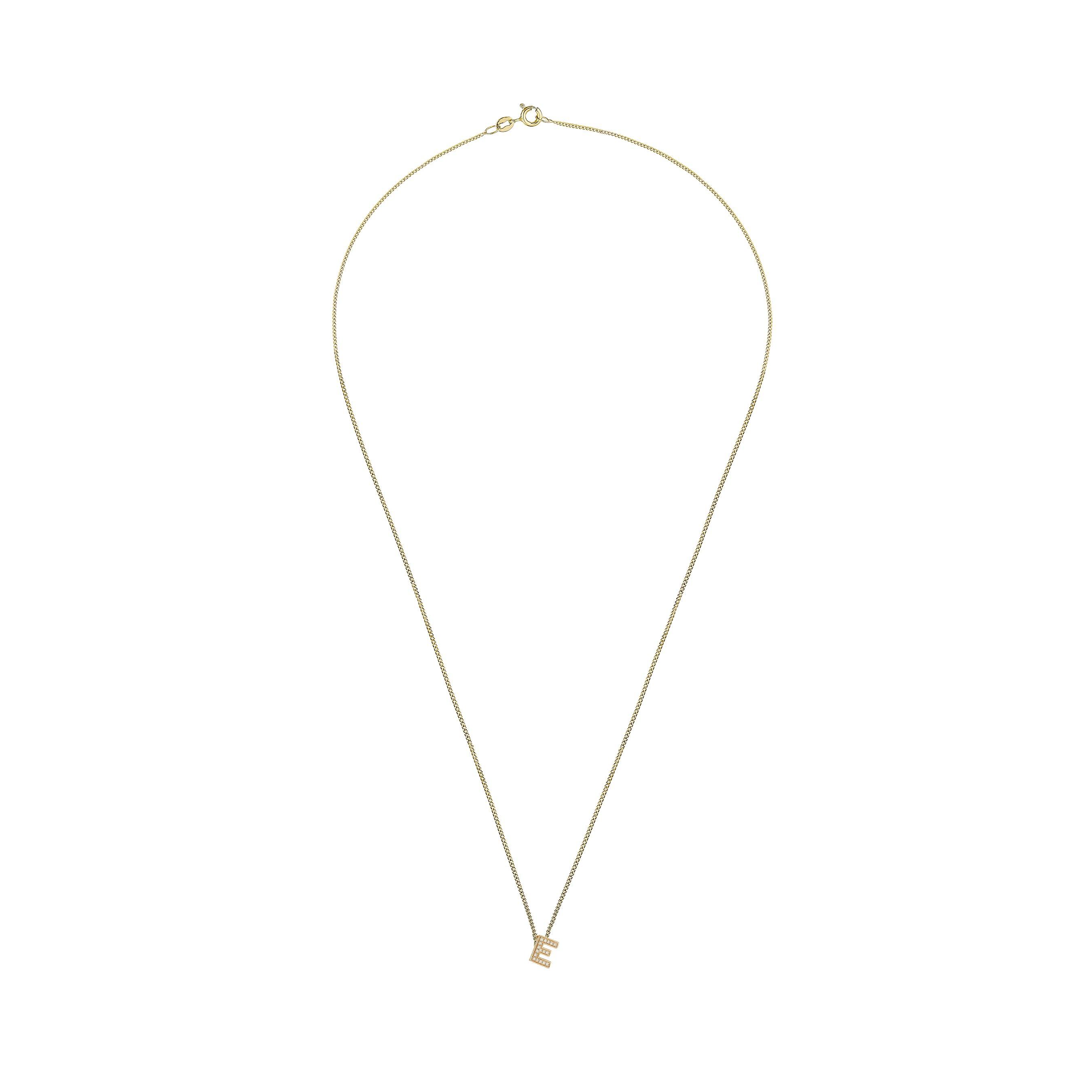 9ct Yellow Gold Diamond Initial E Pendant | 0138631 | Beaverbrooks the ...