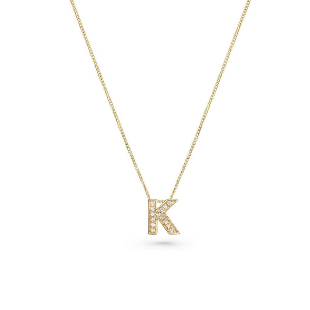 9ct Yellow Gold Diamond Initial K Pendant