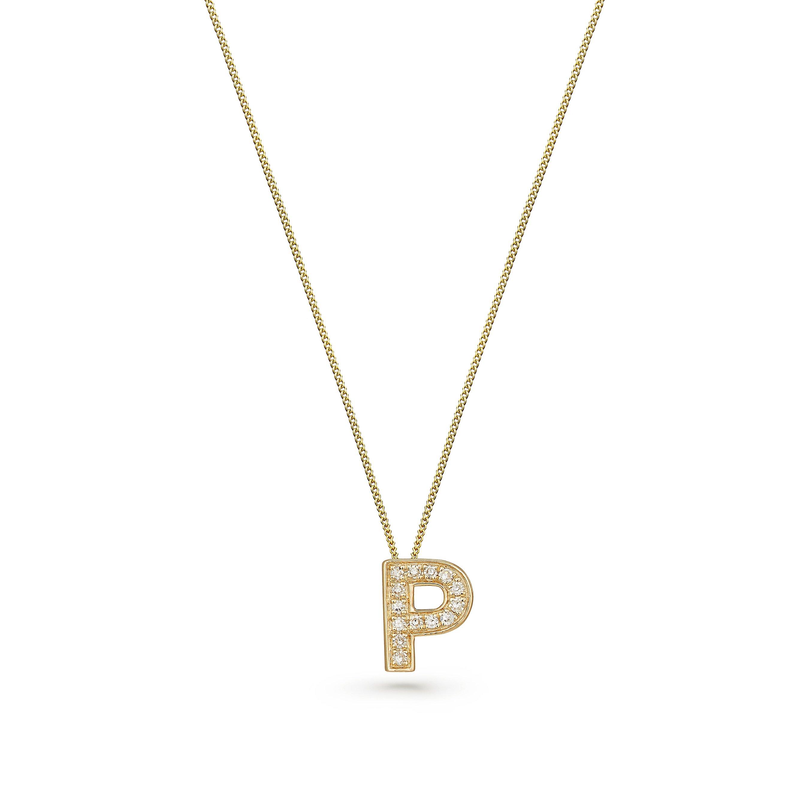 9ct Yellow Gold Diamond Initial P Pendant | 0138657 | Beaverbrooks the ...