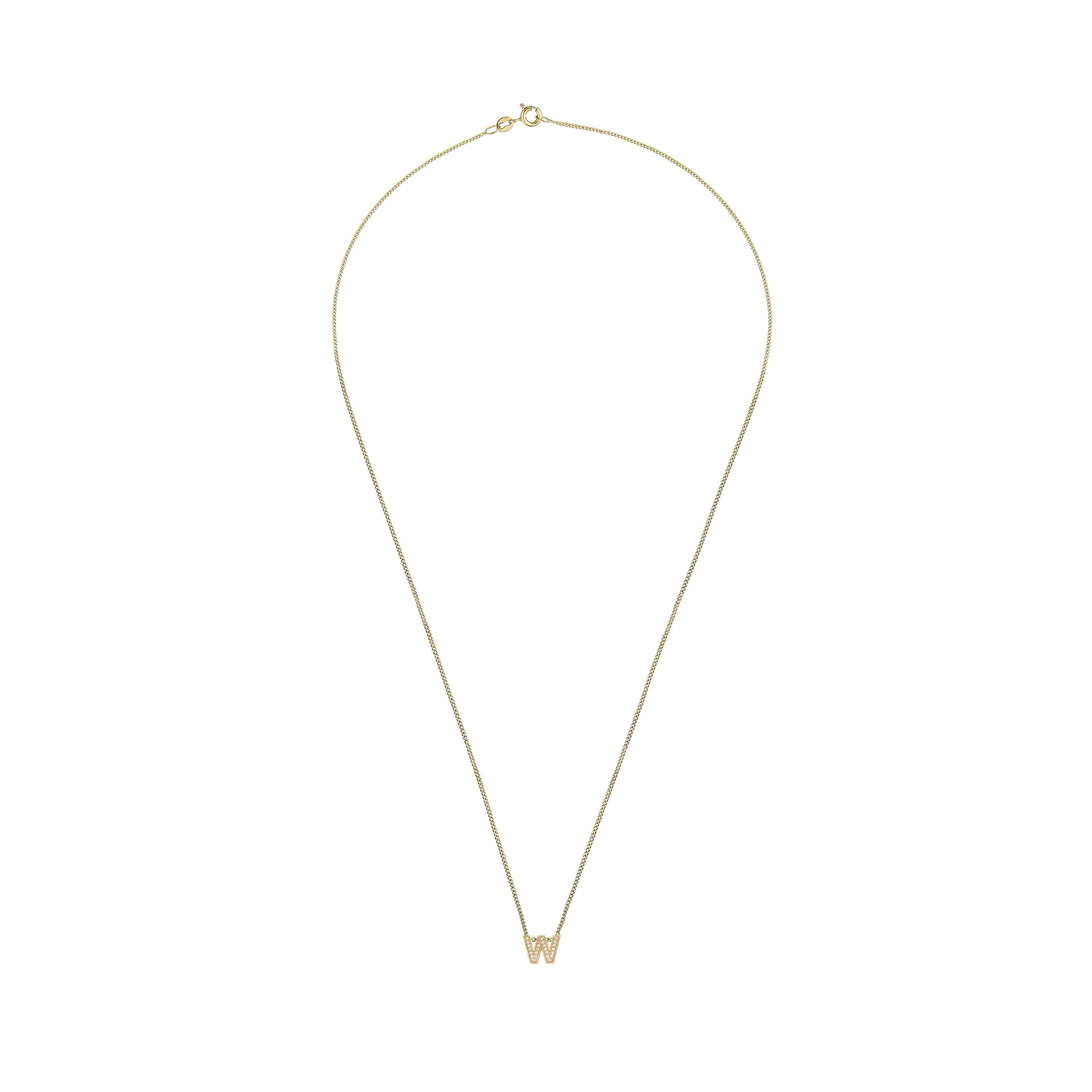 9ct Yellow Gold Diamond Initial W Pendant | 0138668 | Beaverbrooks the ...