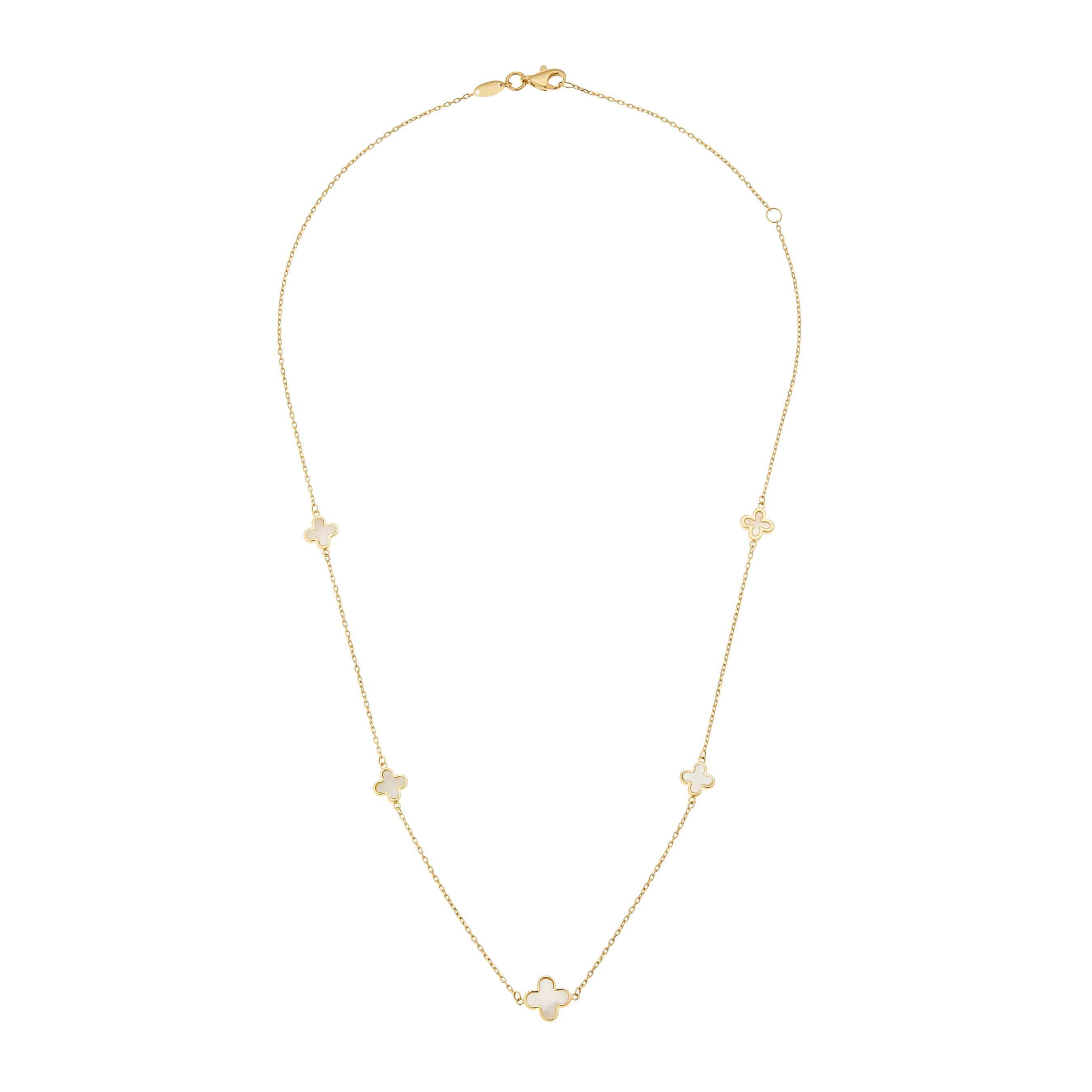 9ct Yellow Gold Mother of Pearl Clover Necklace