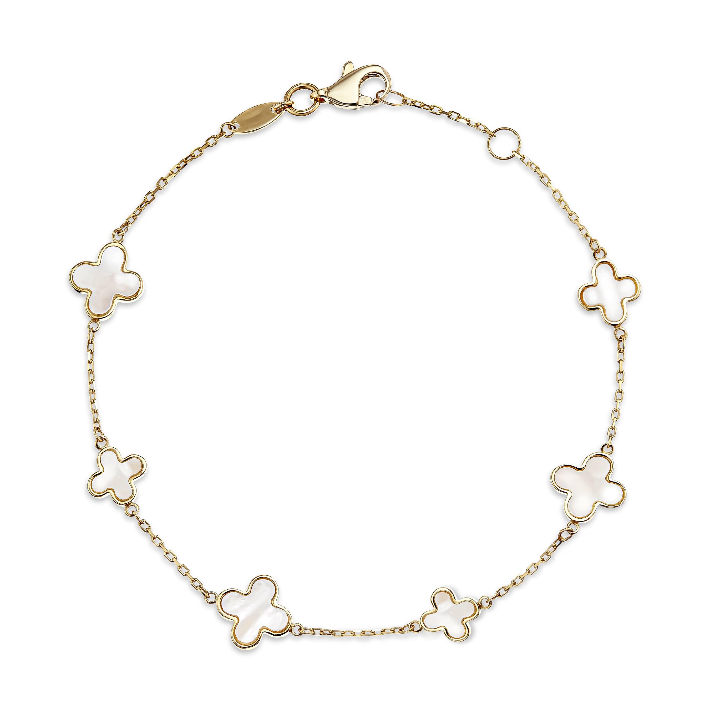 Four Leaf Clover Bracelet, Rose Gold & Mother of Pearl