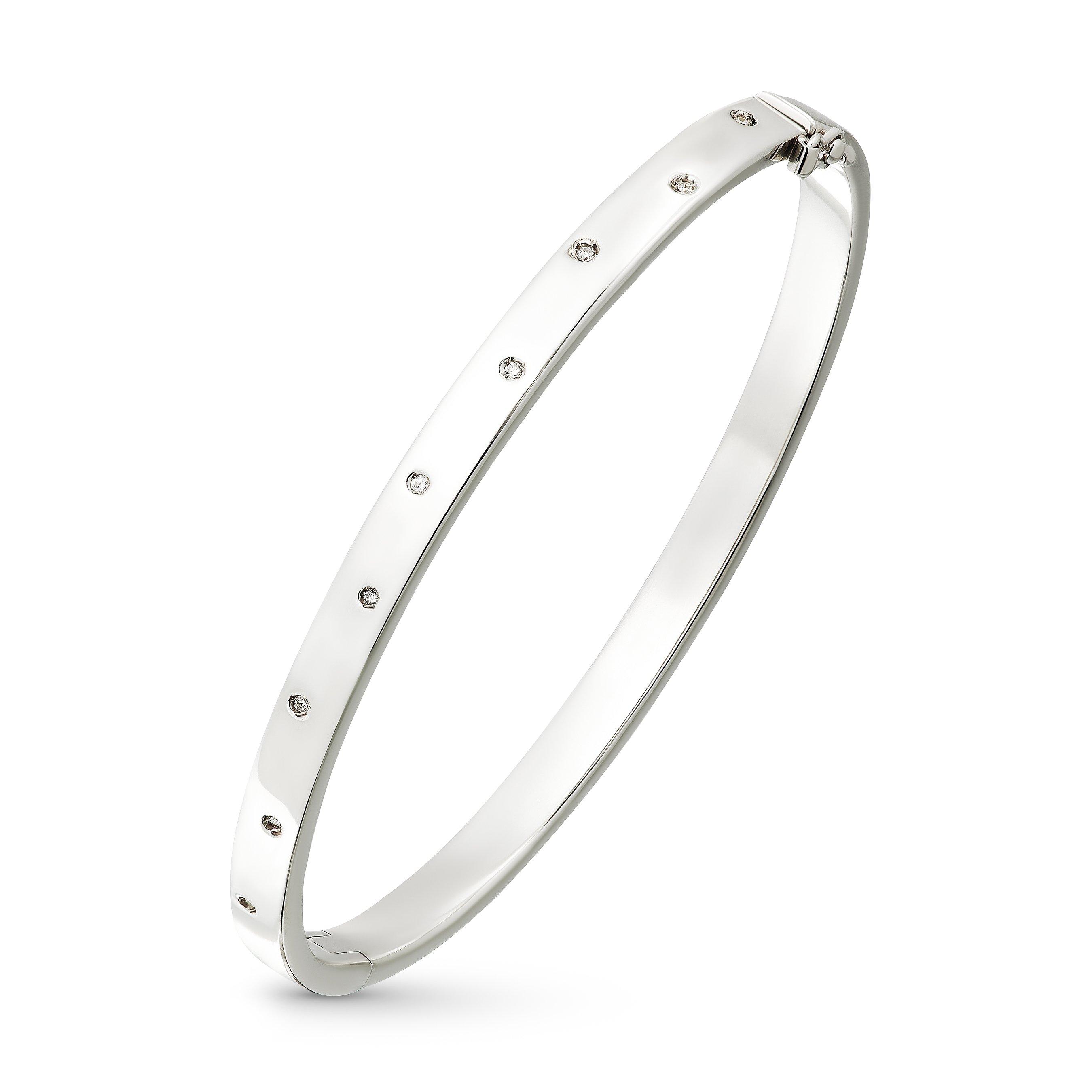 9ct White Gold Diamond Bangle