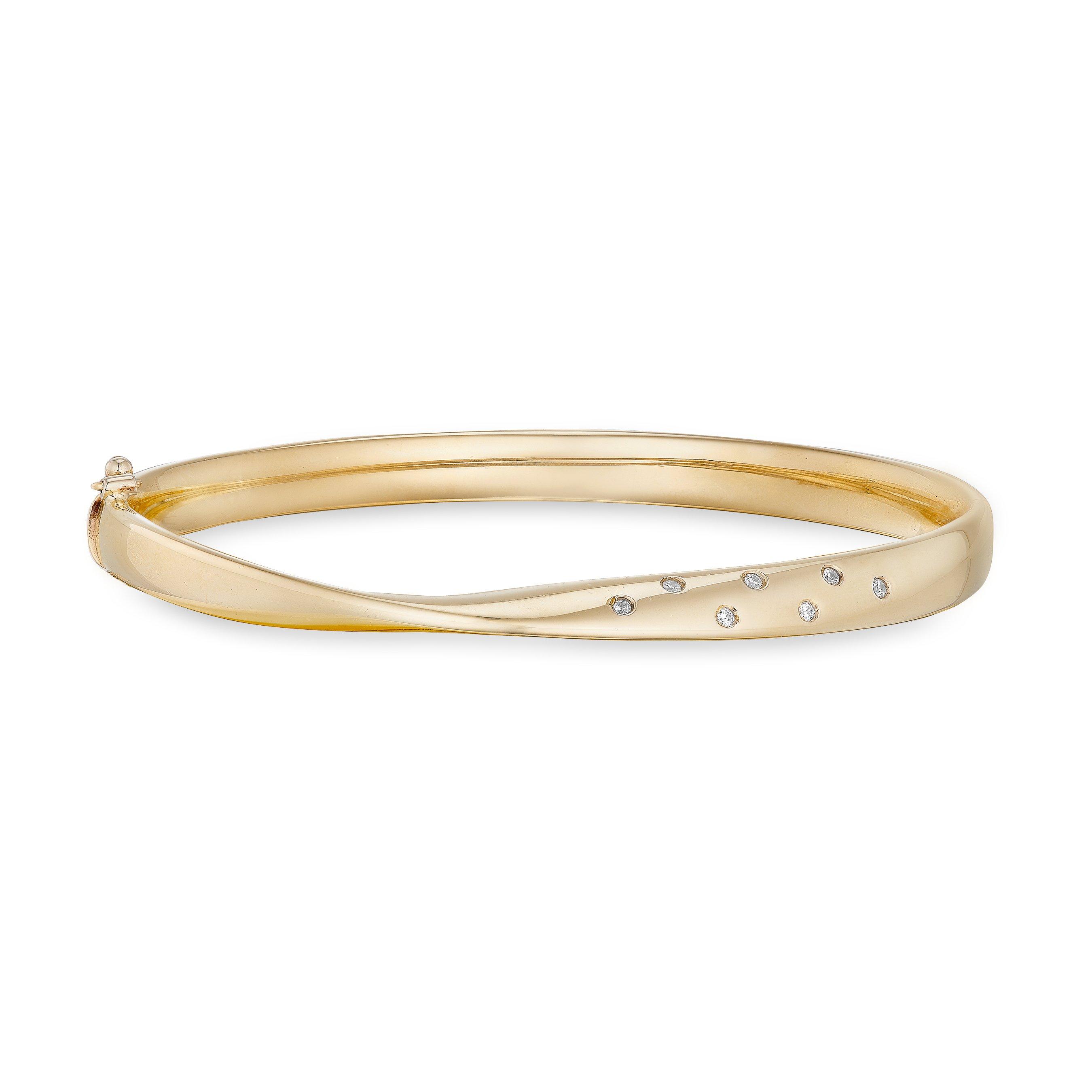 9ct Yellow Gold Diamond Bangle | 0138903 | Beaverbrooks the Jewellers