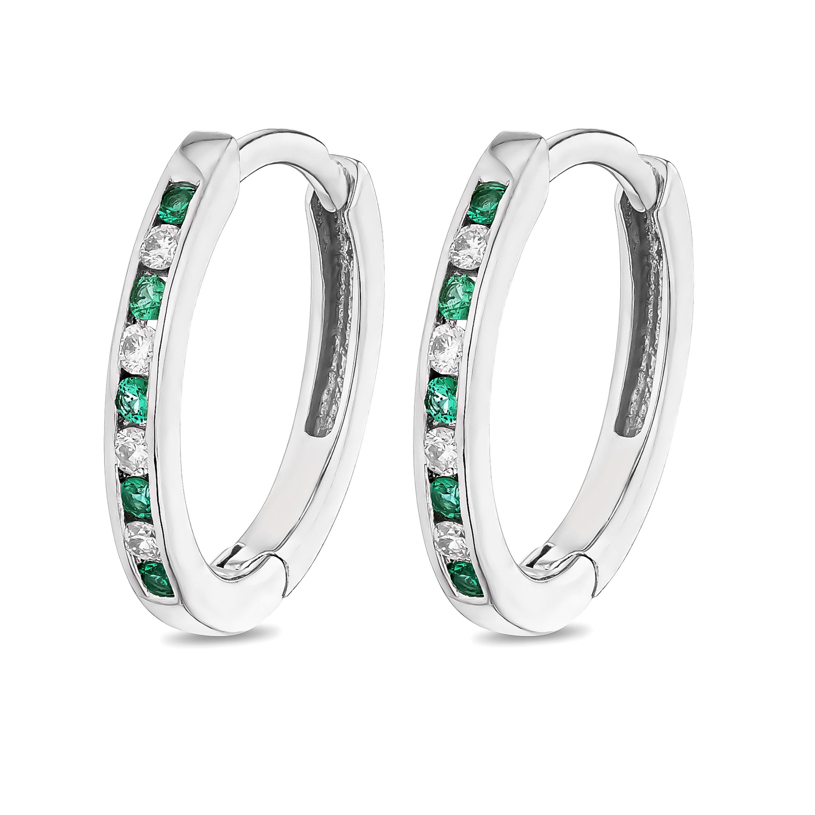 Emerald hoop earrings on sale white gold