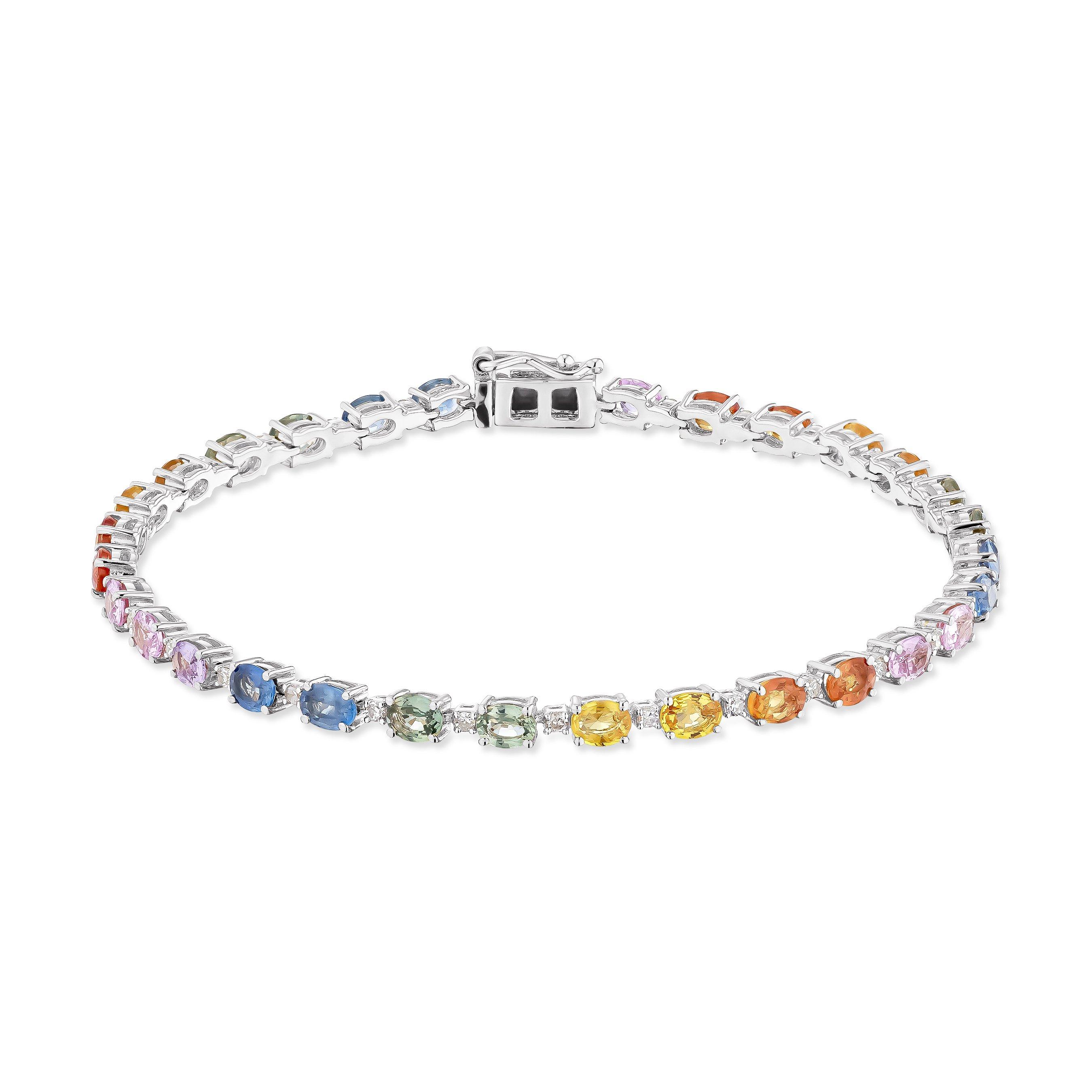 Beaverbrooks 9ct White Gold Diamond Sapphire Bracelet